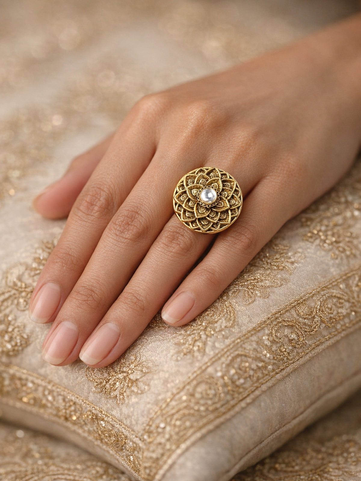 Padmini Classic Ring in White