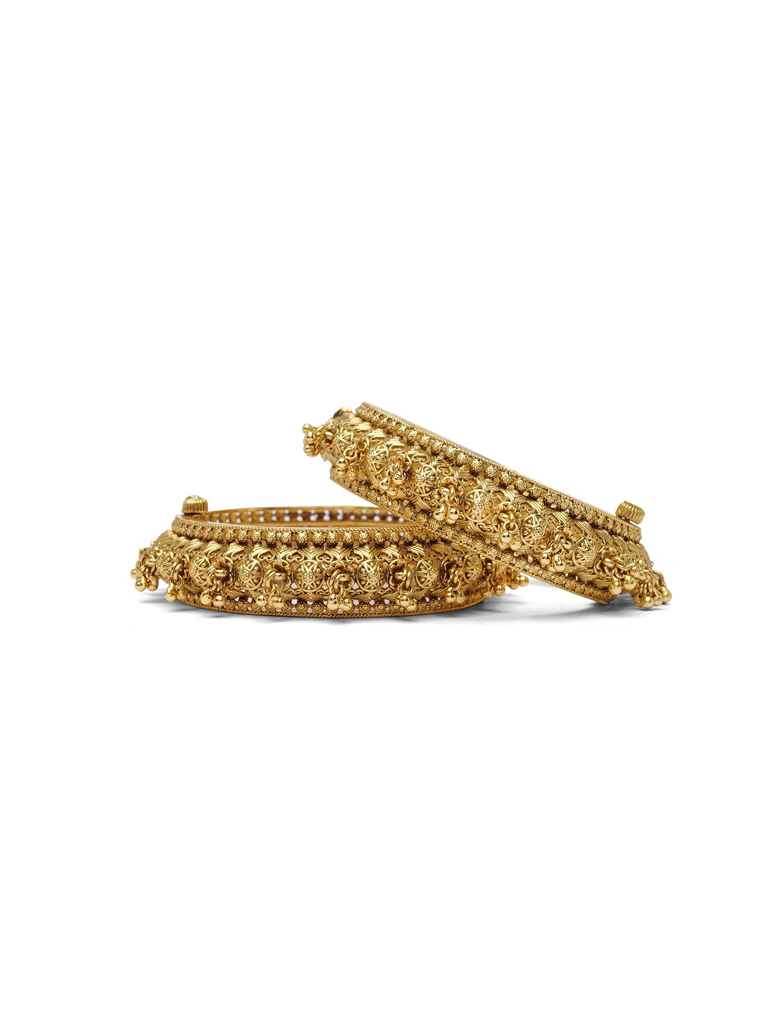 Pallavi Classic Kada Bangles in Gold Oxidised