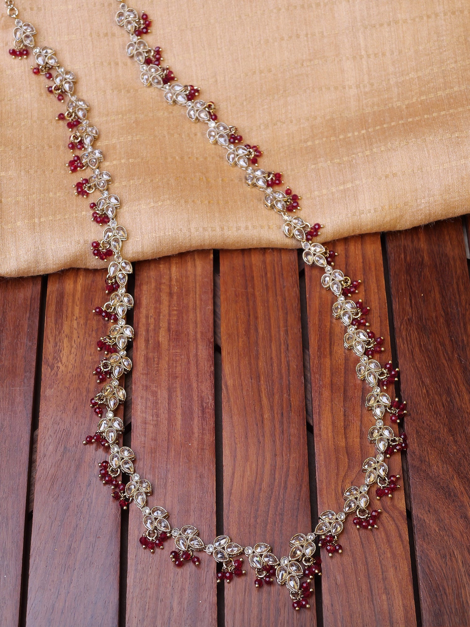 Pari Rani Haar in Maroon and Antique Gold