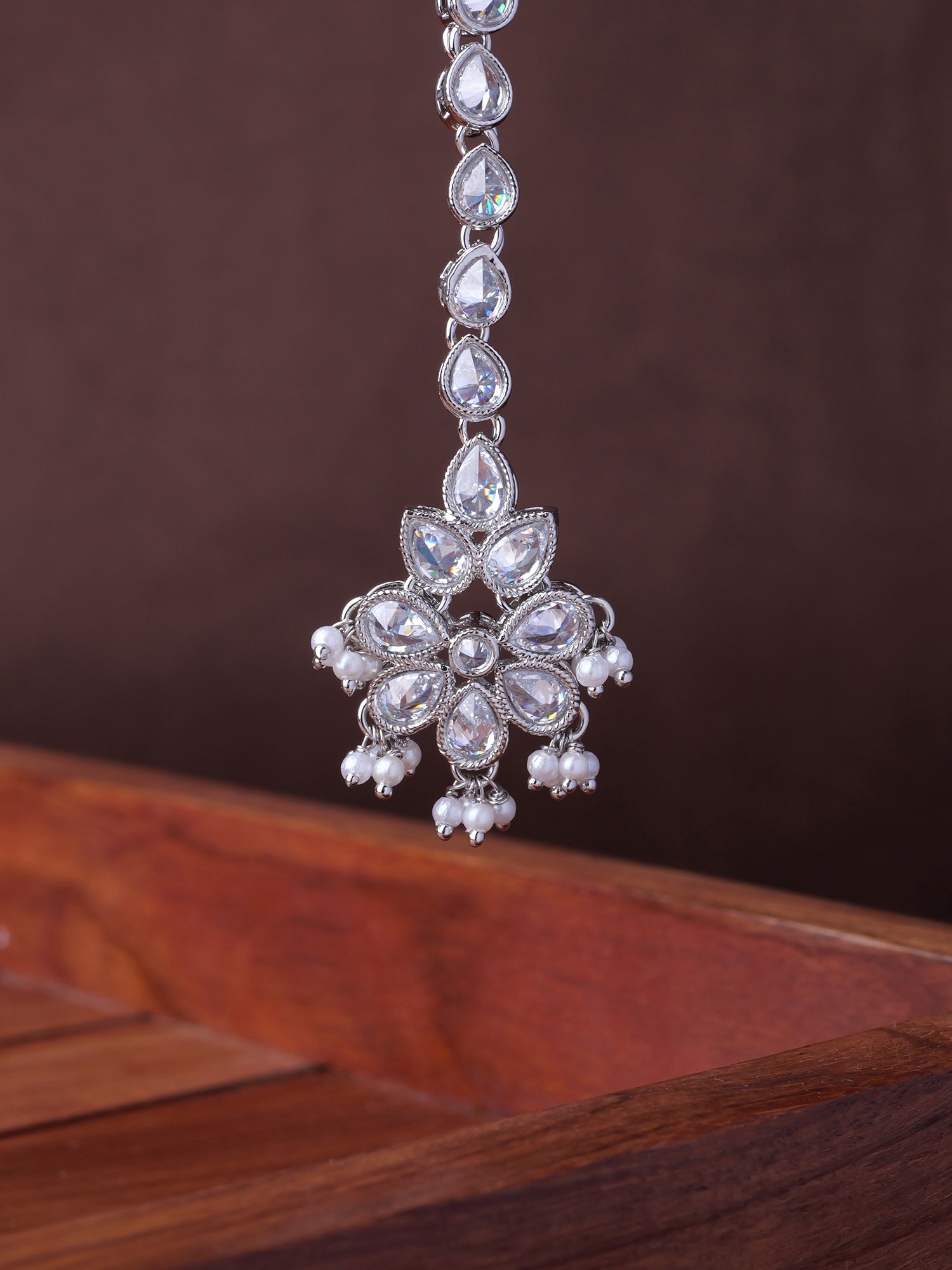 Pari Small Maang Tikka in Rhodium