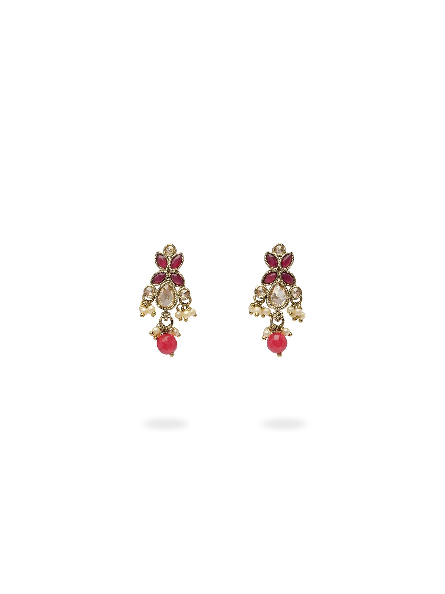 Parina Earrings in Ruby and Antique Gold