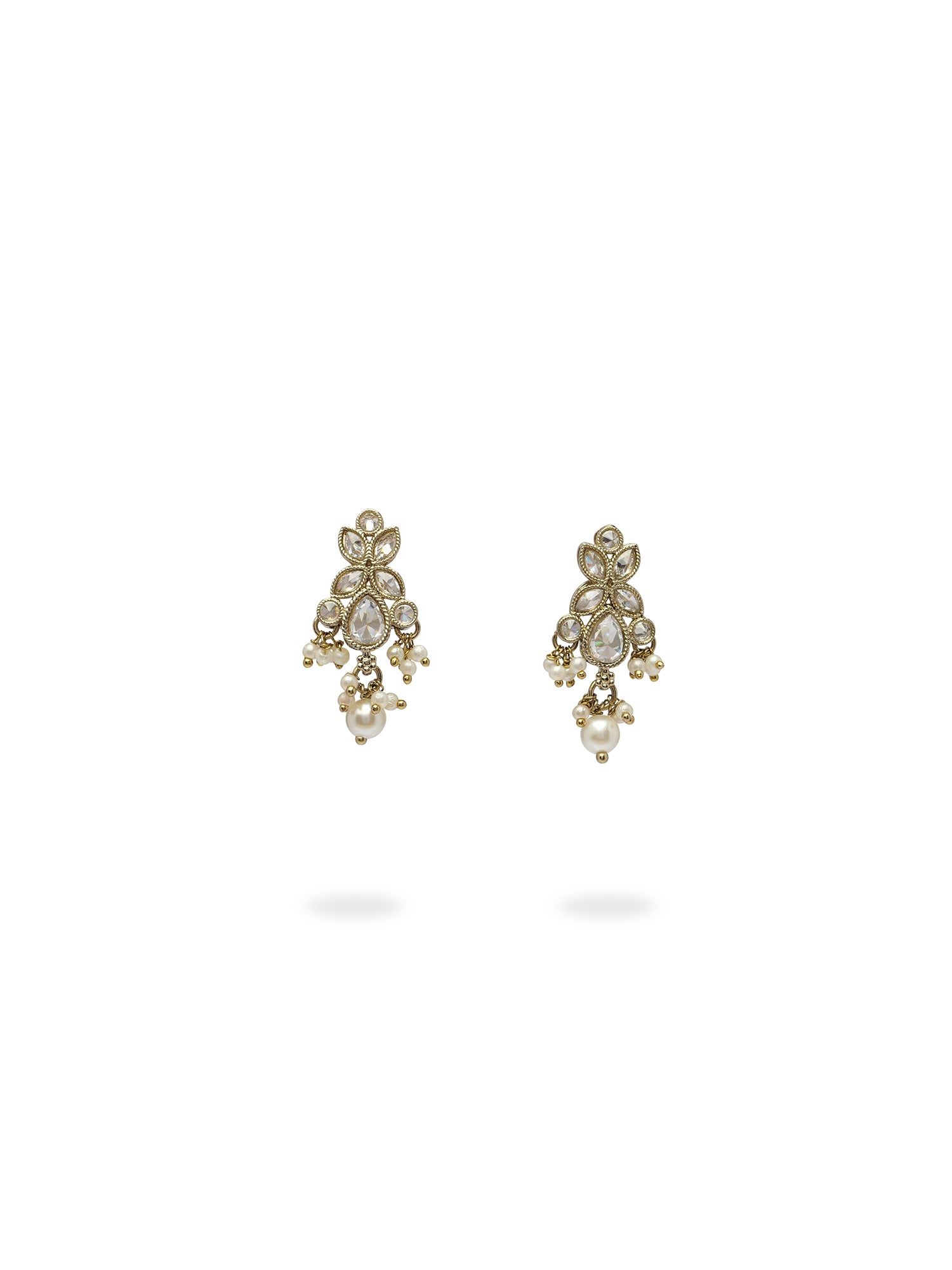 Parina Earrings in White and Antique Gold