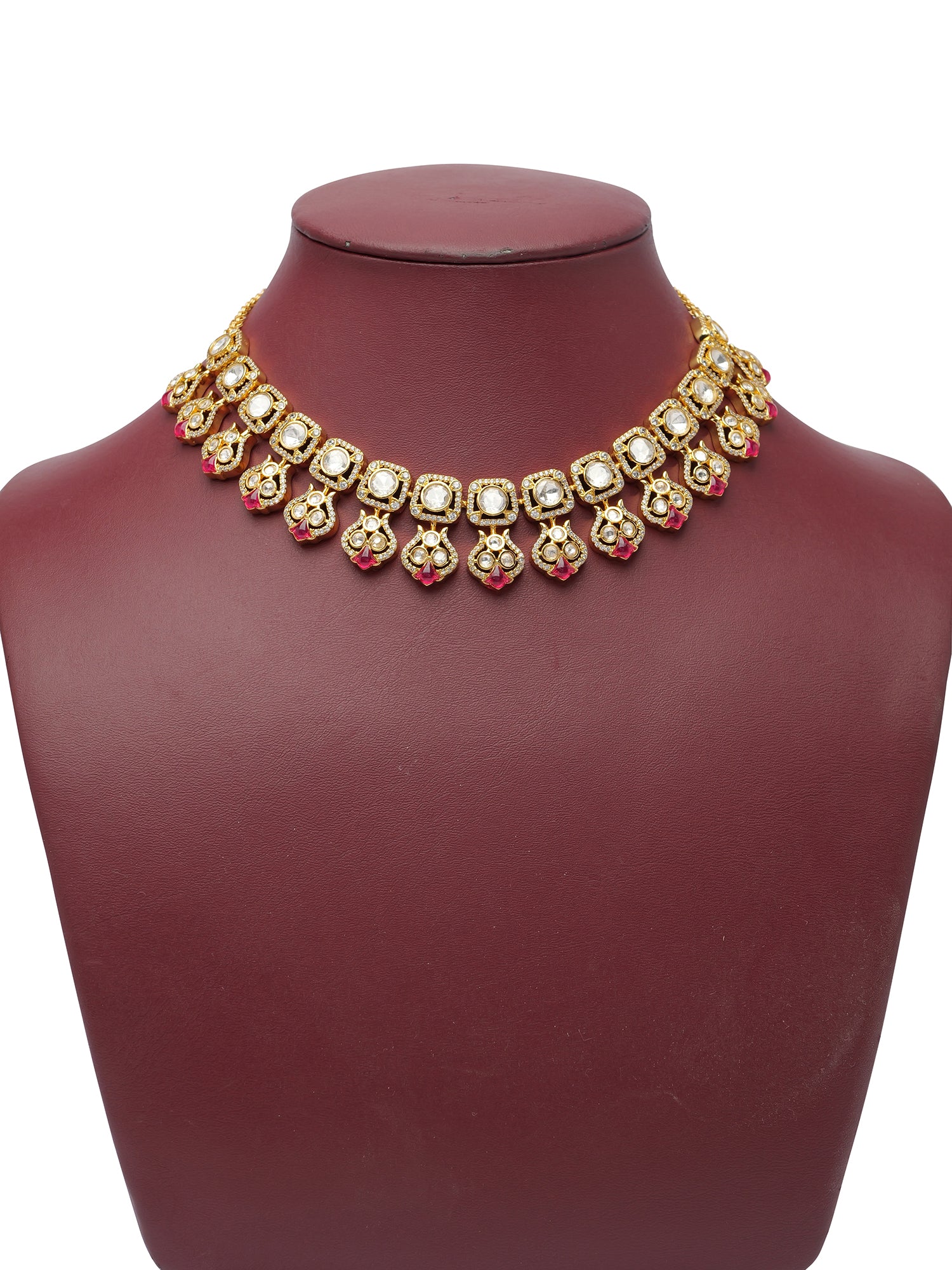 Parisa Kundan Necklace Set in Ruby