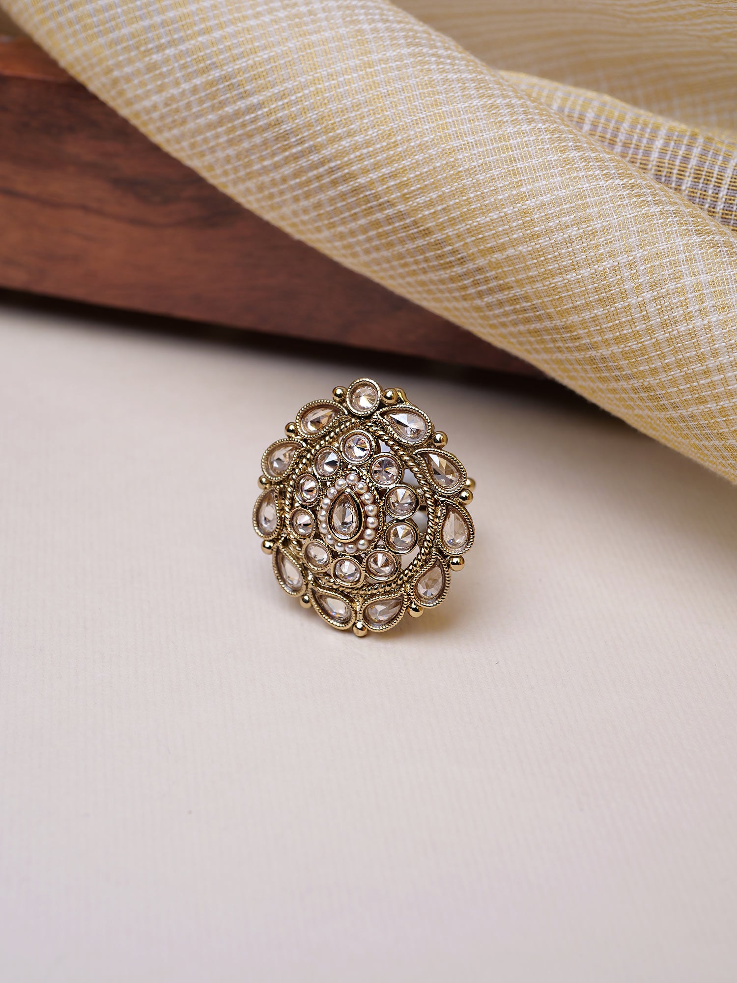 Parisha Ring in Champagne and Antique Gold