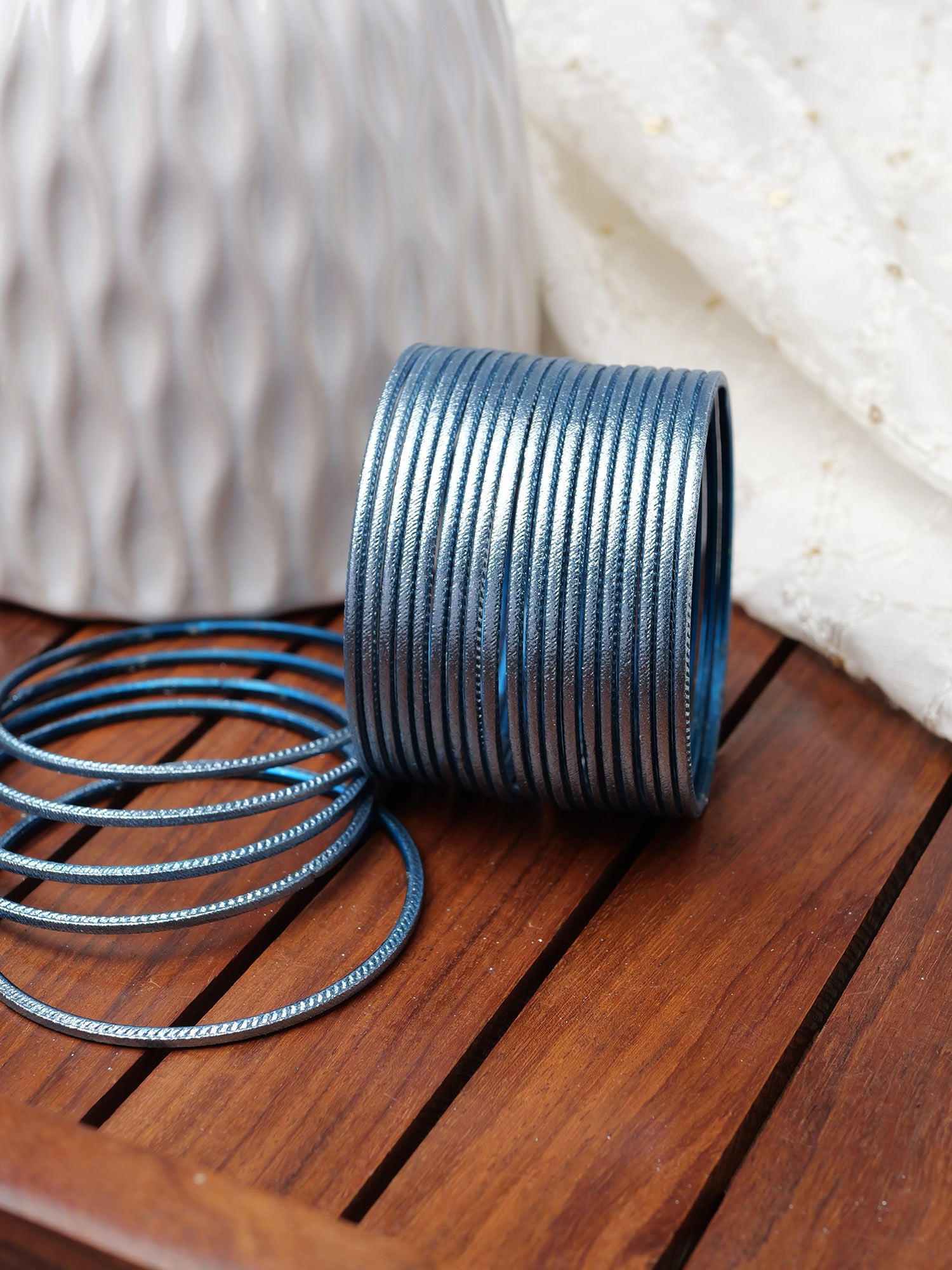 Peacock Blue Shimmer Bangles