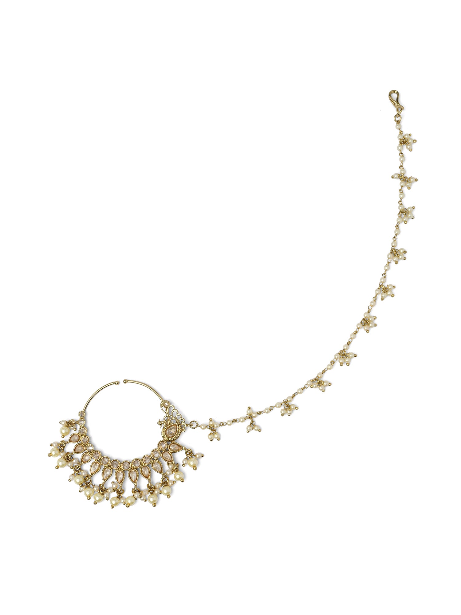 Pearl Cluster Bridal Nose Ring in Champagne