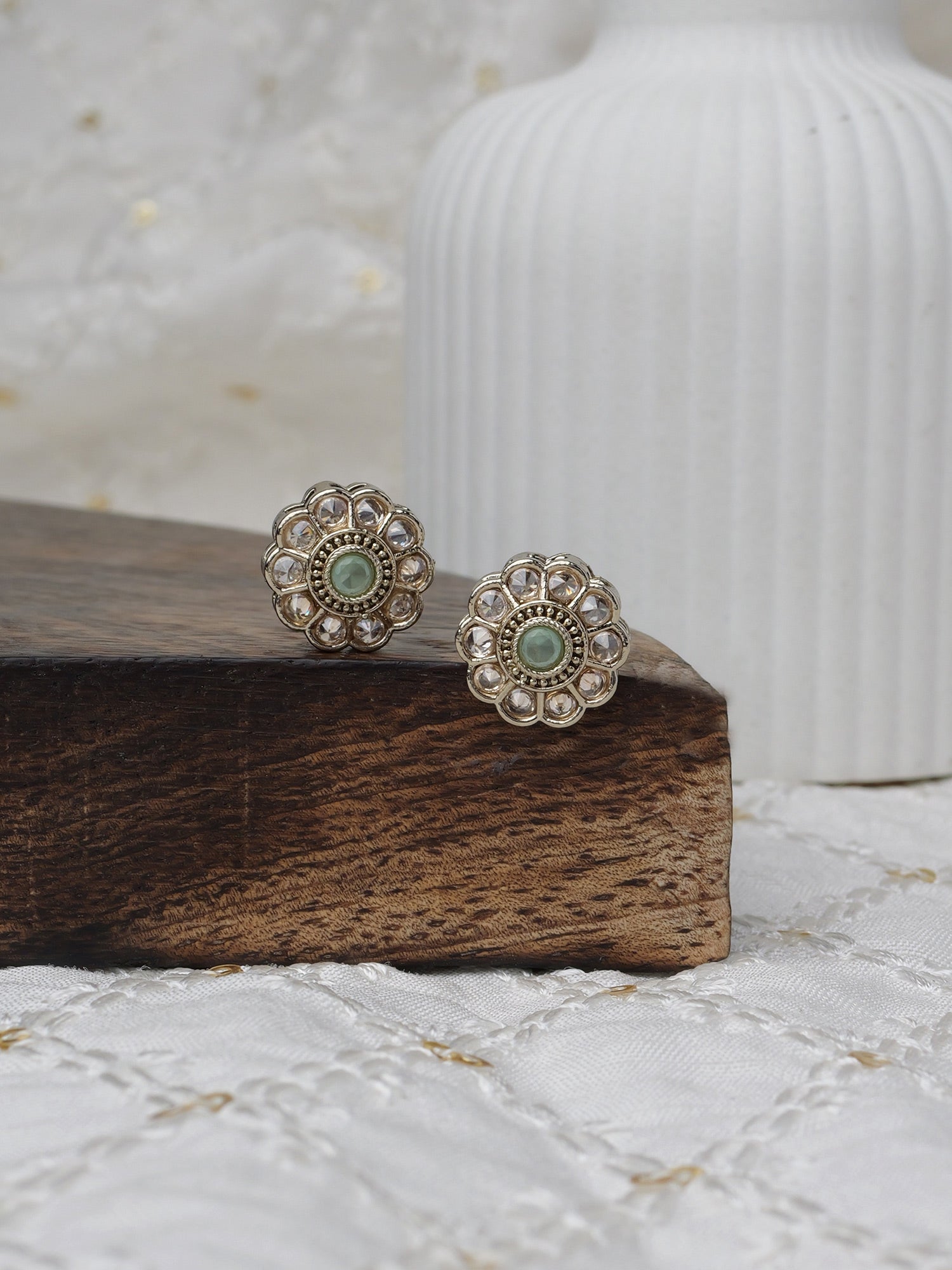 Phool Ear Studs in Mint