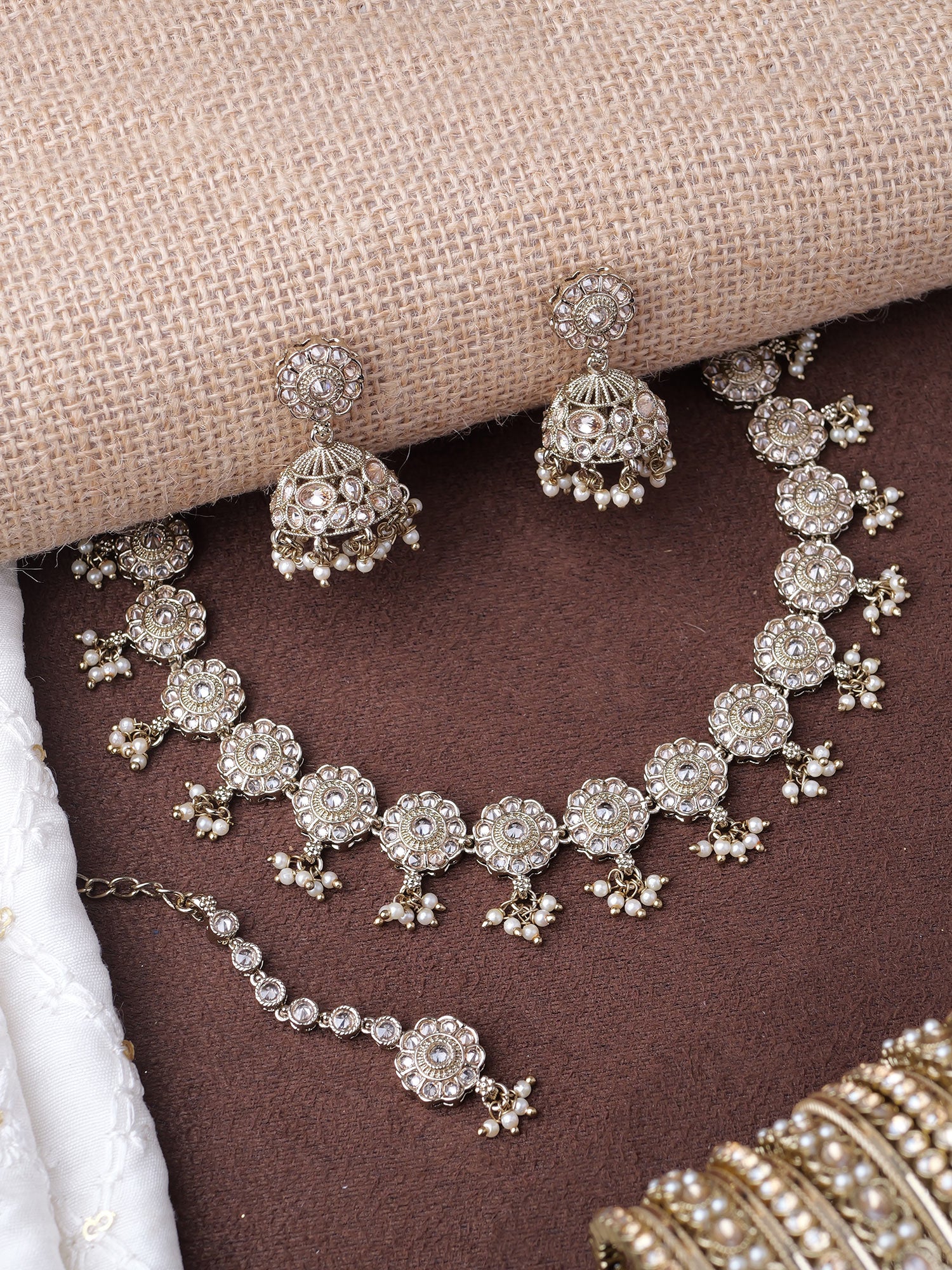 Phool Necklace Set in Champagne