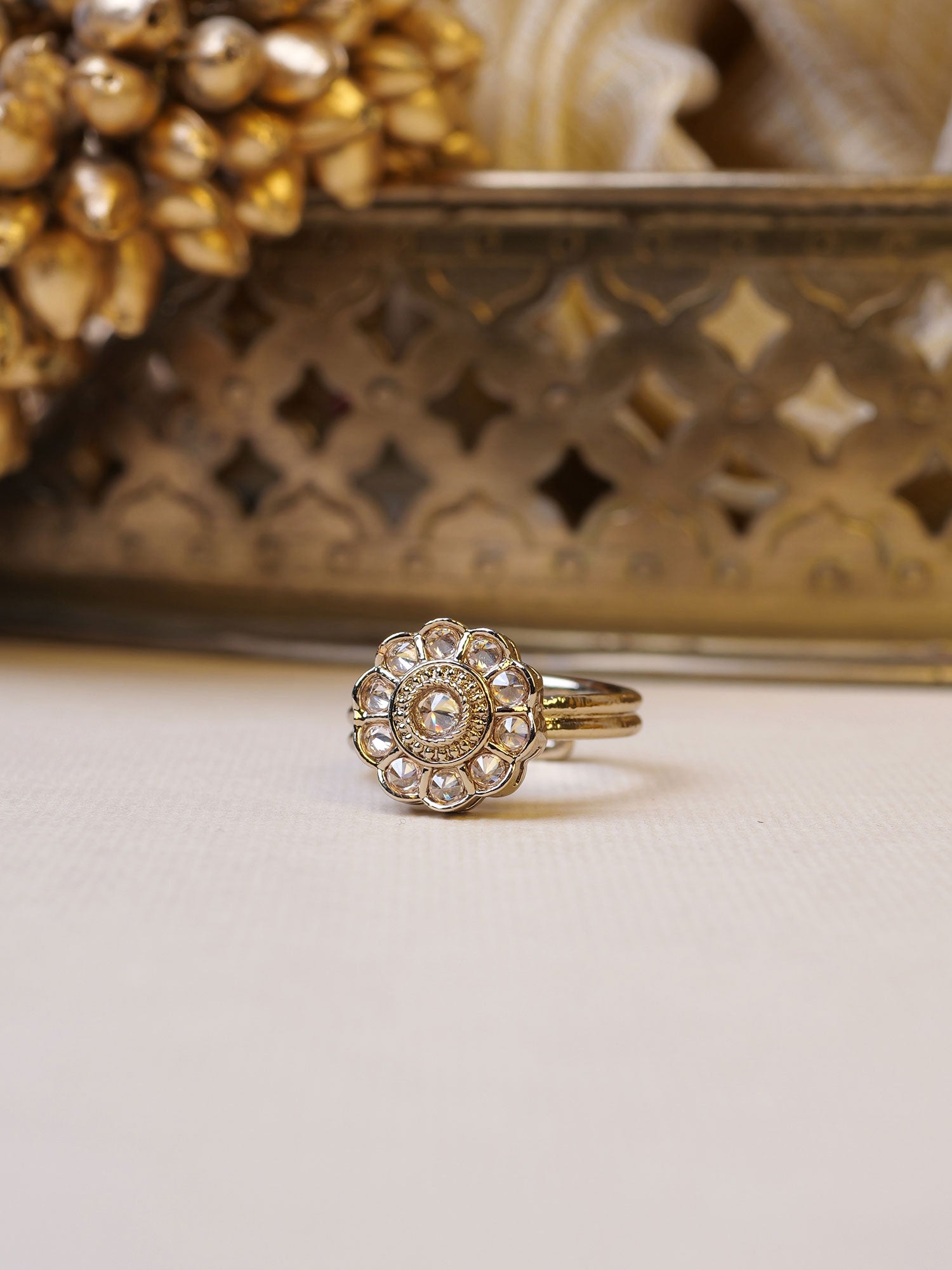 Phool Ring in Champagne and Antique Gold