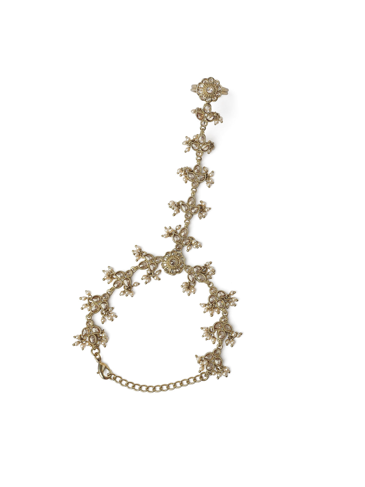 Phool Crystal Hand Chain in Champagne