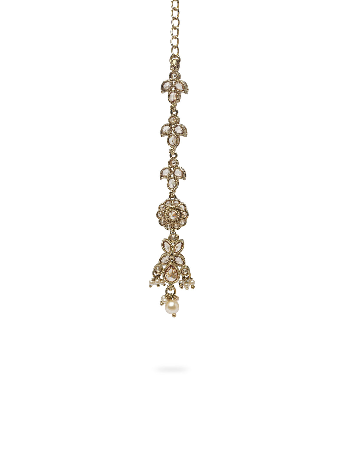 Phool Crystal Maang Tikka in Champagne