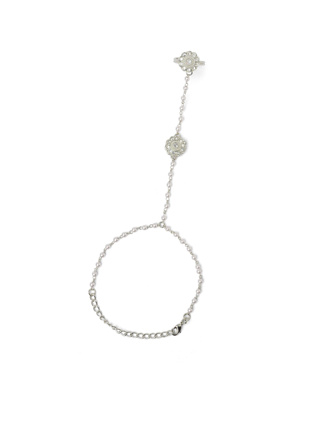 Phool Hand Chain in Rhodium