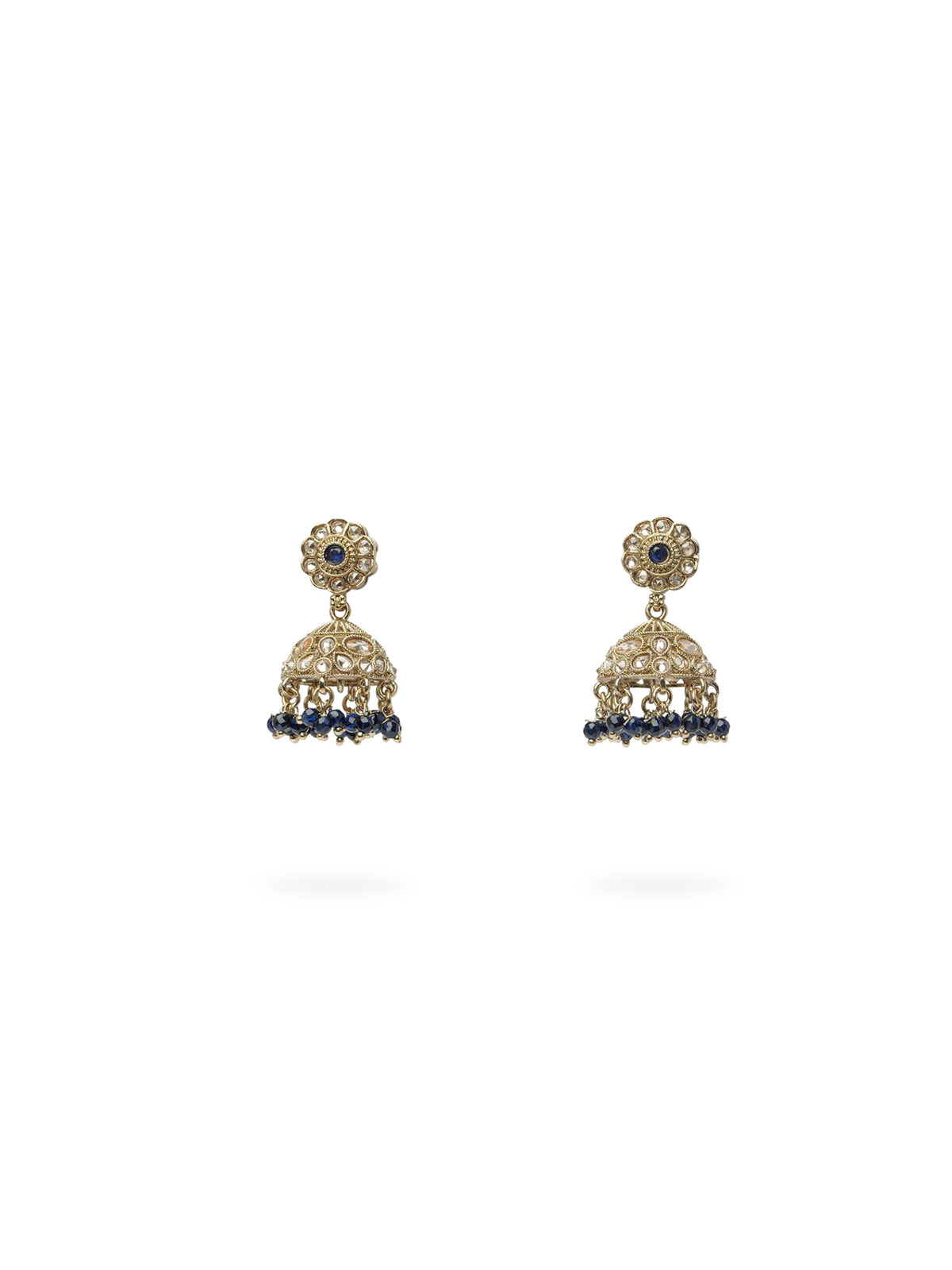 Phool Jhumka Earrings in Blue