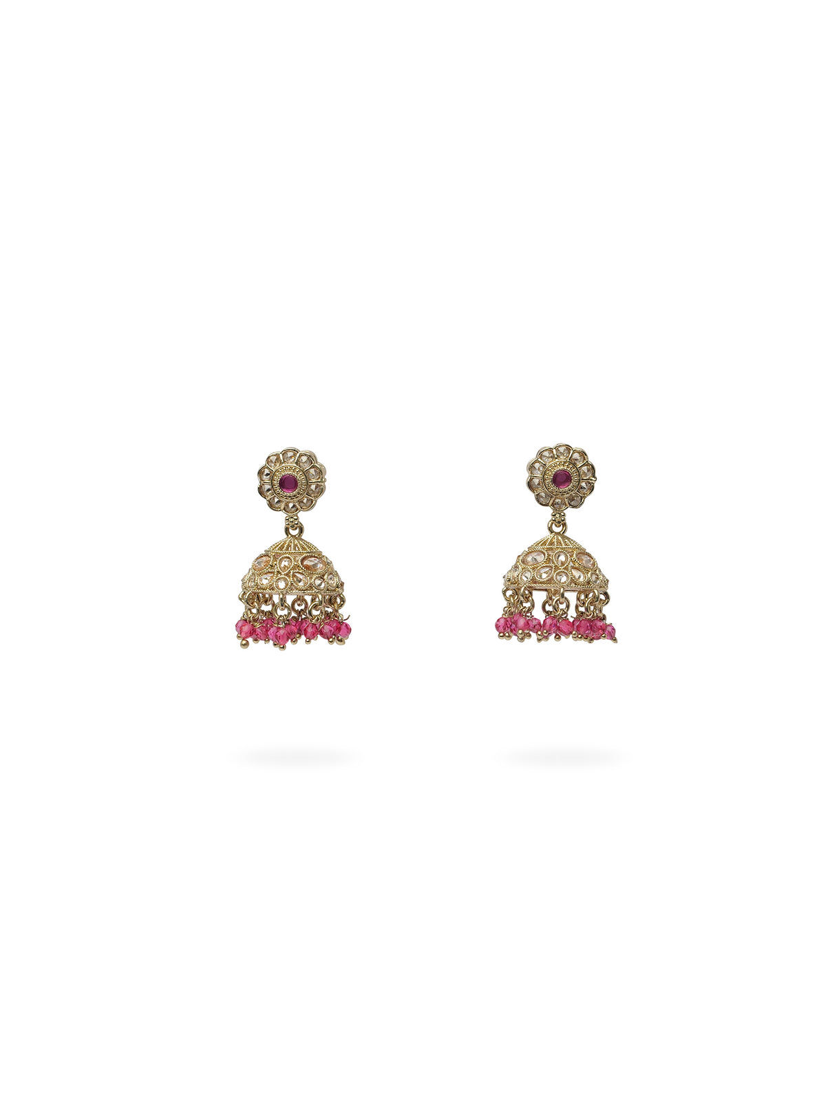 Phool Jhumka Earrings in Hot Pink