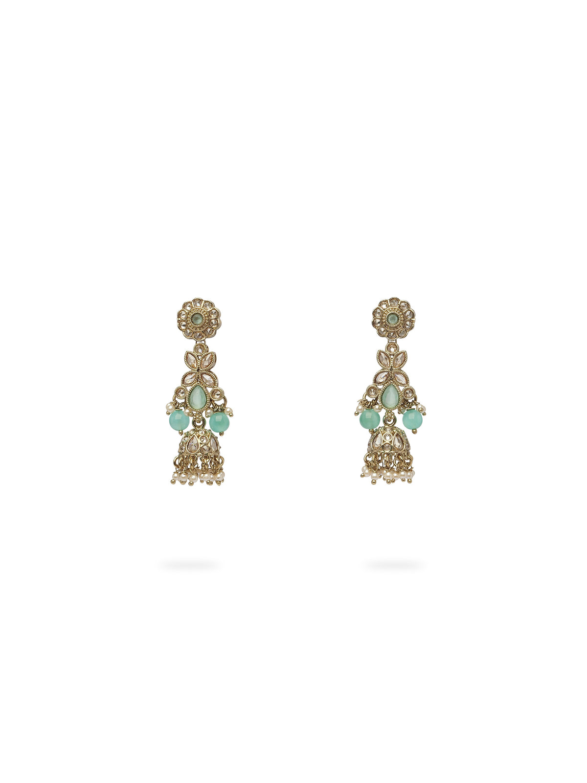 Phool Long Earrings in Light Blue