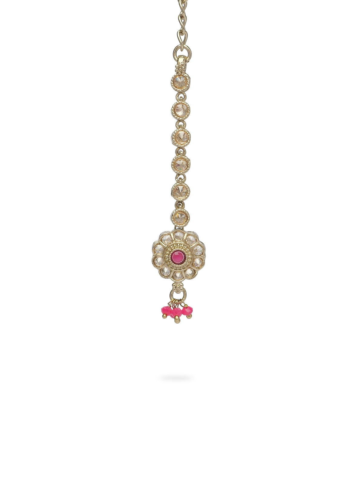 Phool Maang Tikka in Hot Pink