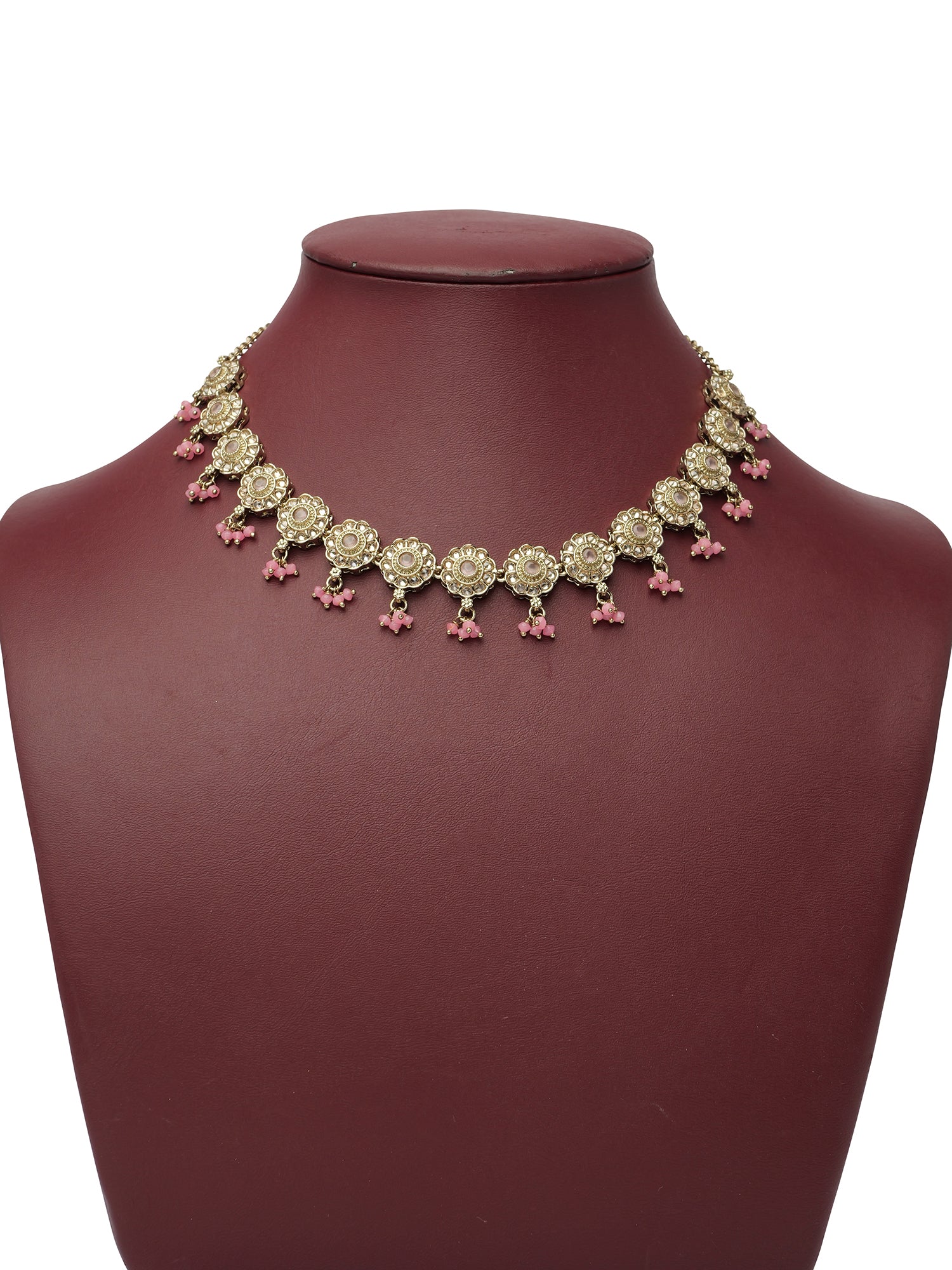 Phool Necklace Set in Light Pink