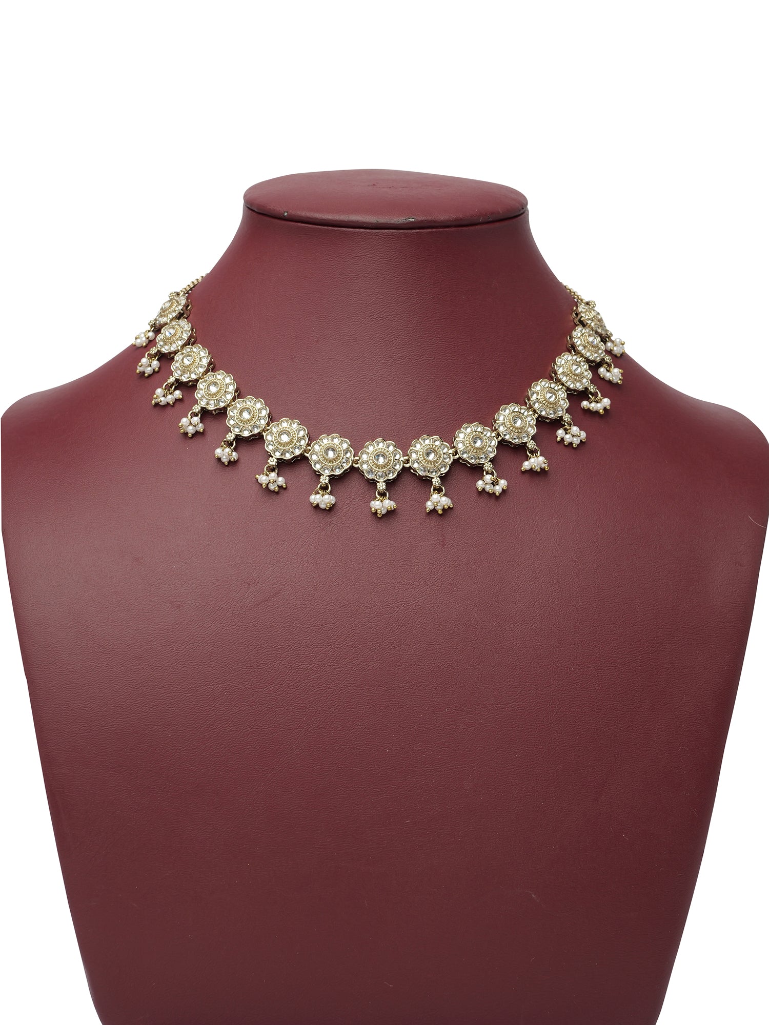 Phool Necklace Set in White