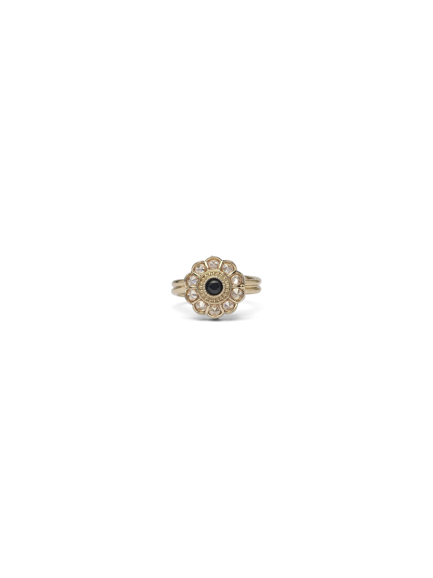 Phool Ring in Black and Antique Gold