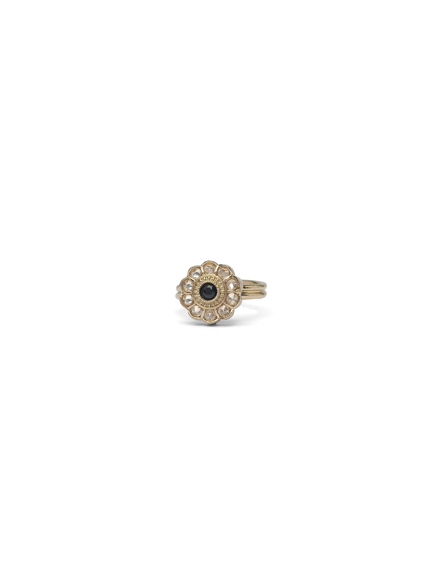 Phool Ring in Black and Antique Gold