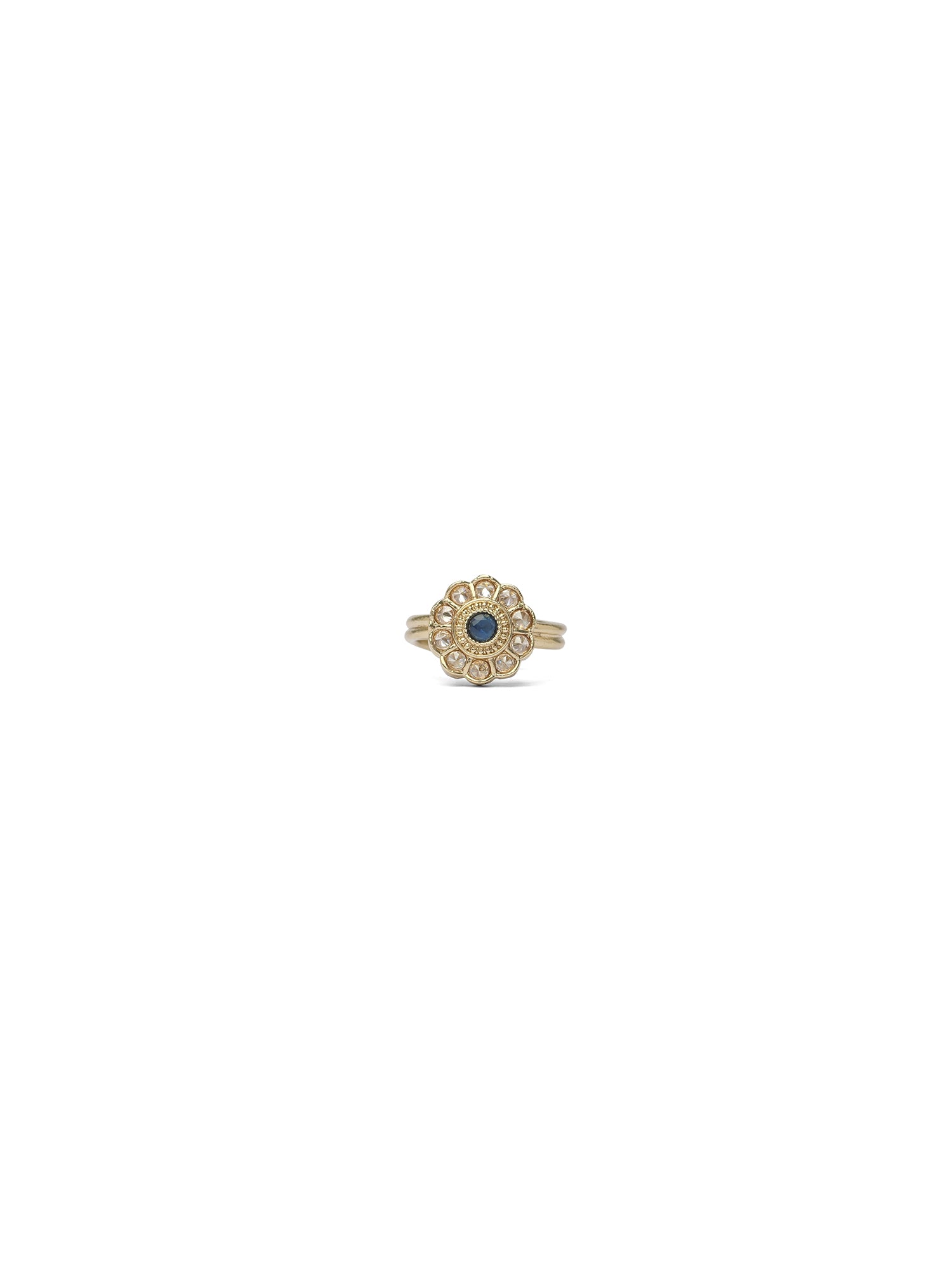 Phool Ring in Blue and Antique Gold