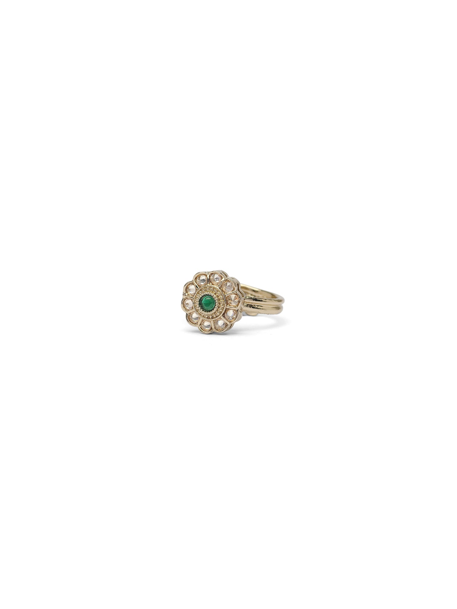 Phool Ring in Green and Antique Gold