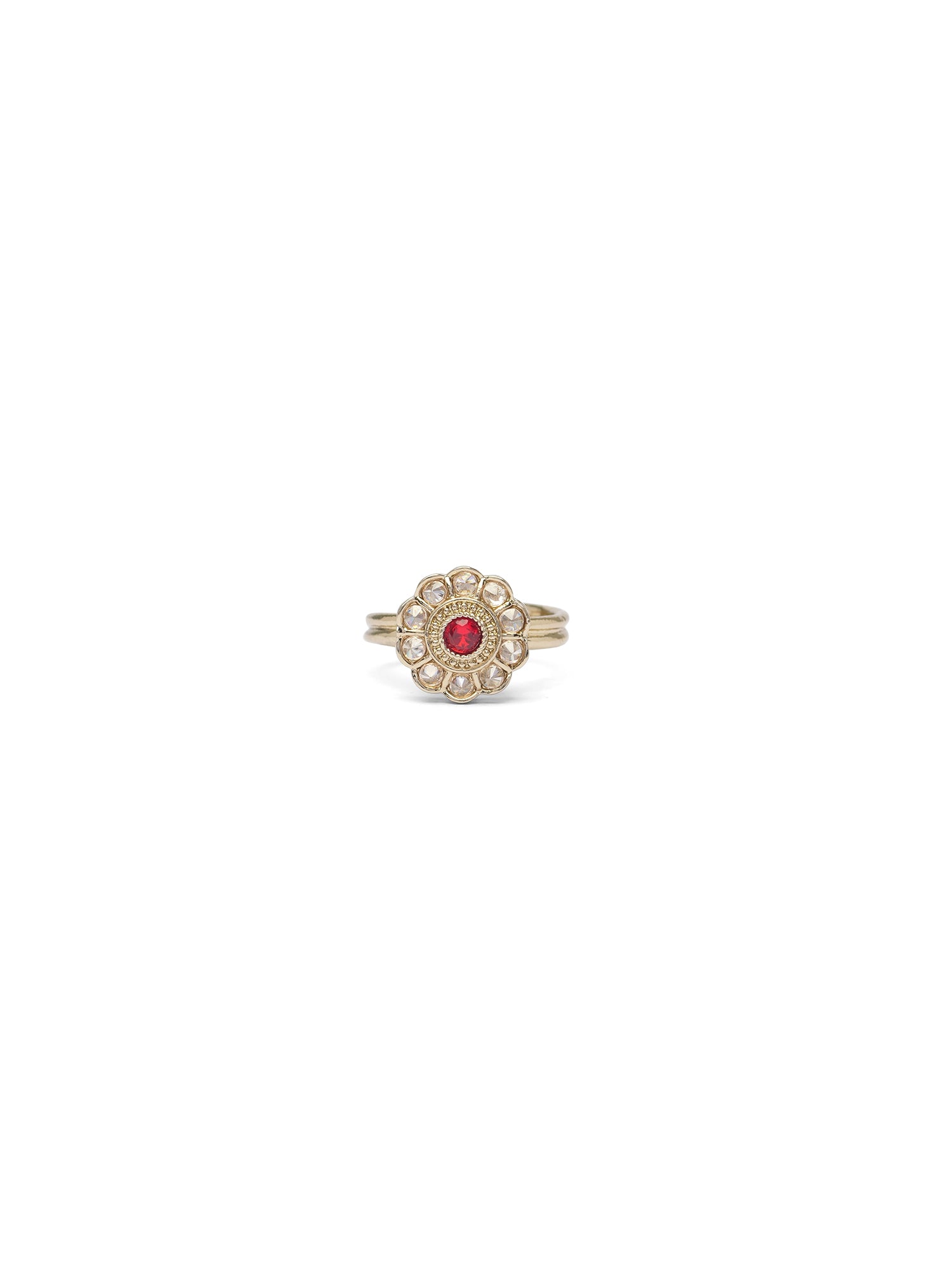 Phool Ring in Maroon and Antique Gold
