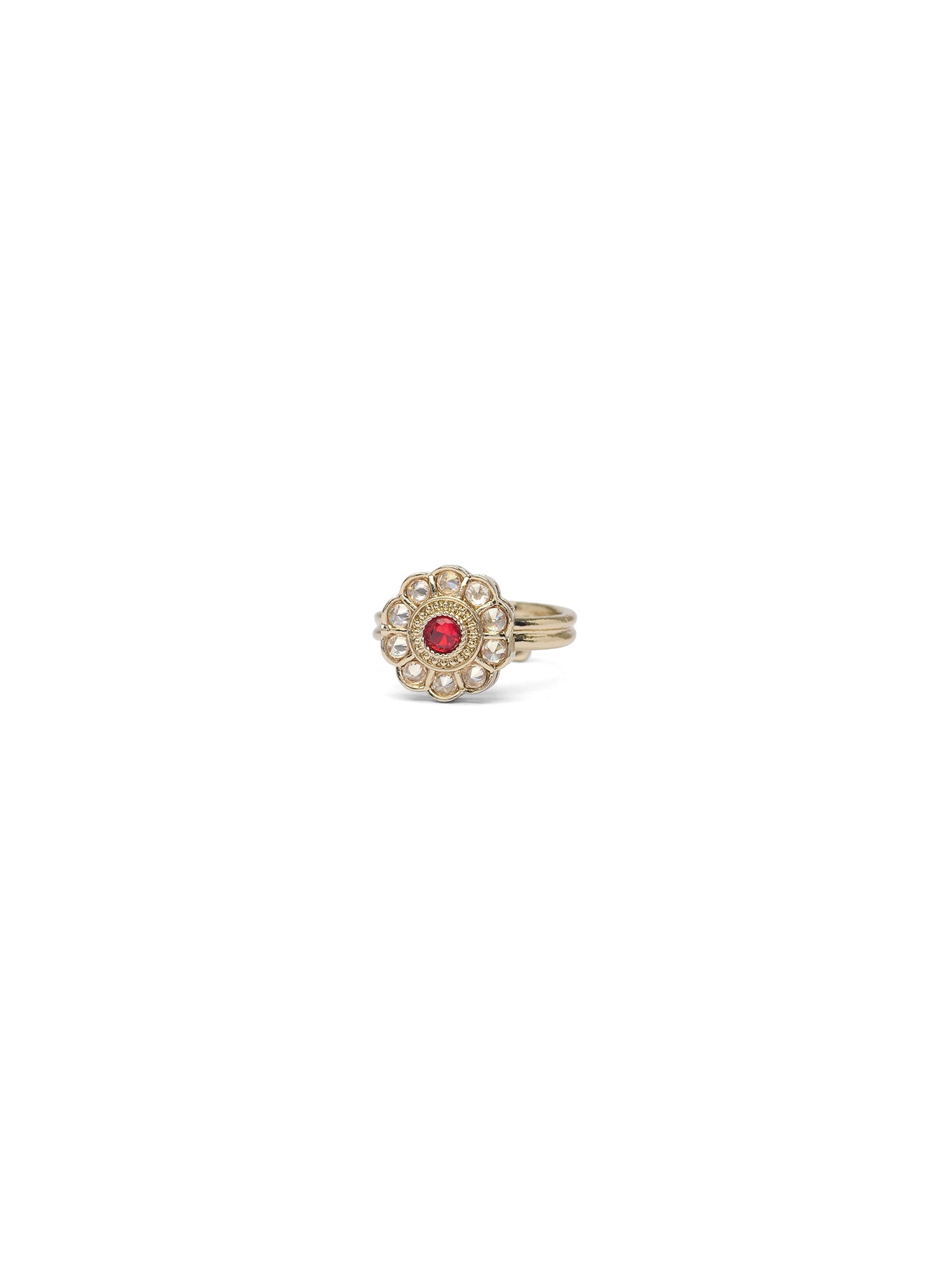 Phool Ring in Maroon and Antique Gold