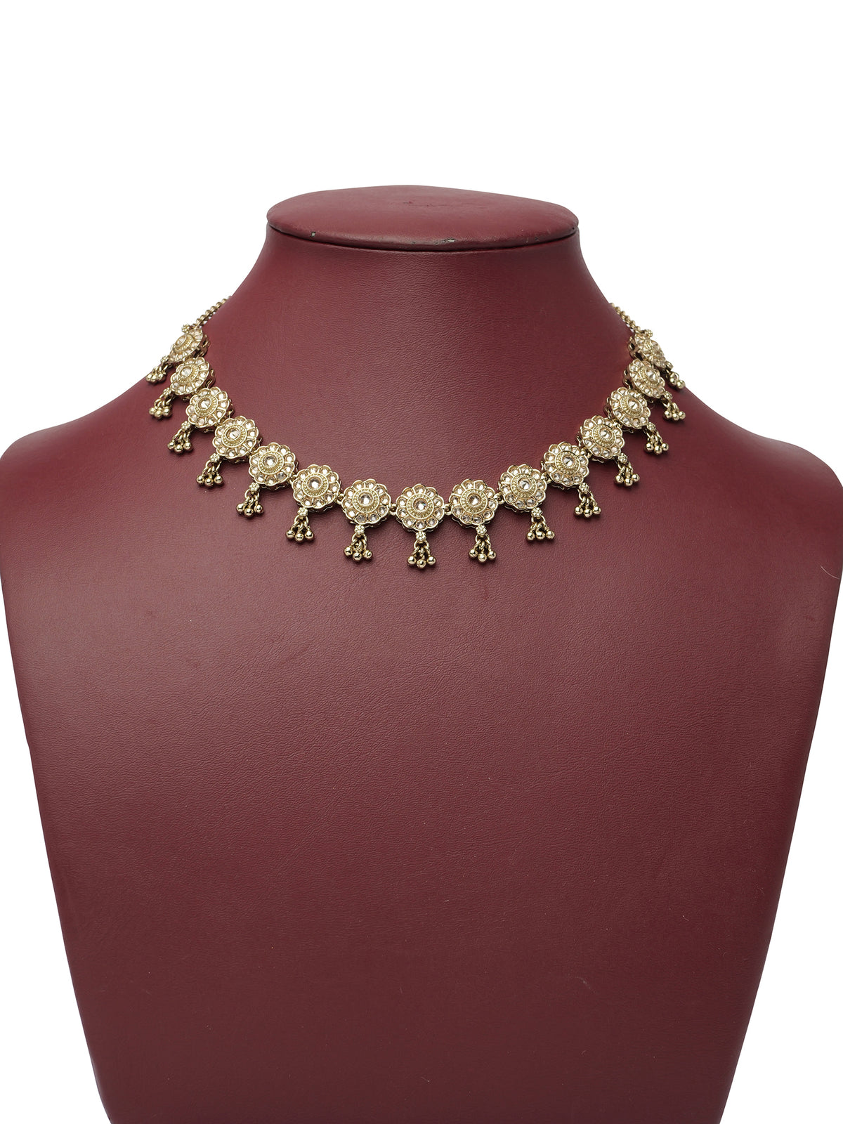 Phool Simple Necklace Set in Antique Gold