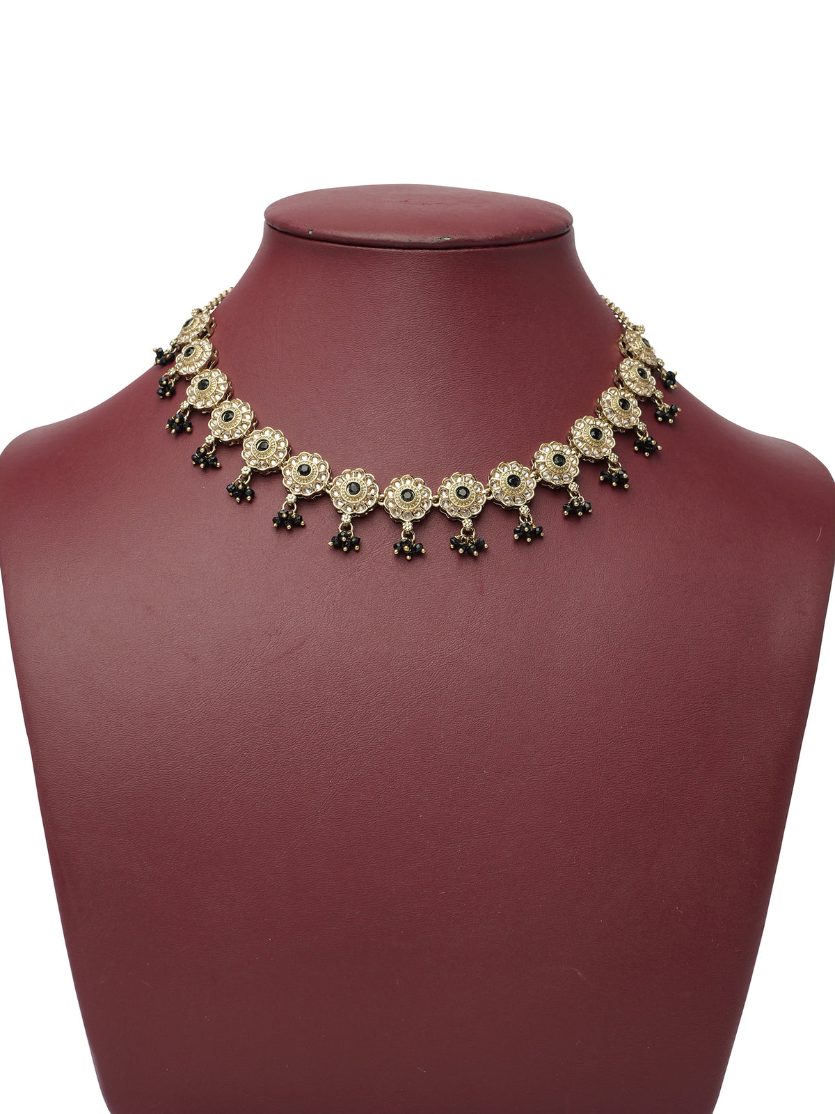 Phool Simple Necklace Set in Black