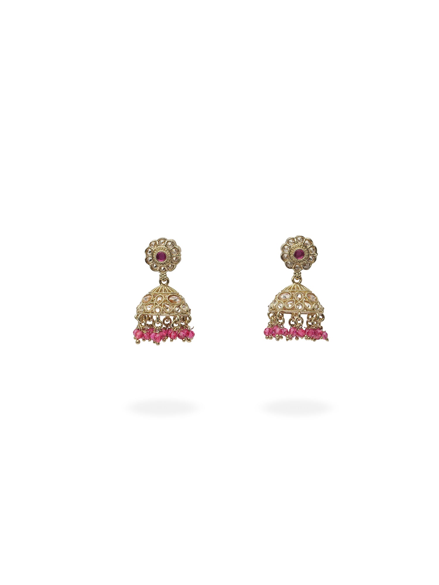 Phool Simple Necklace Set in Hot Pink