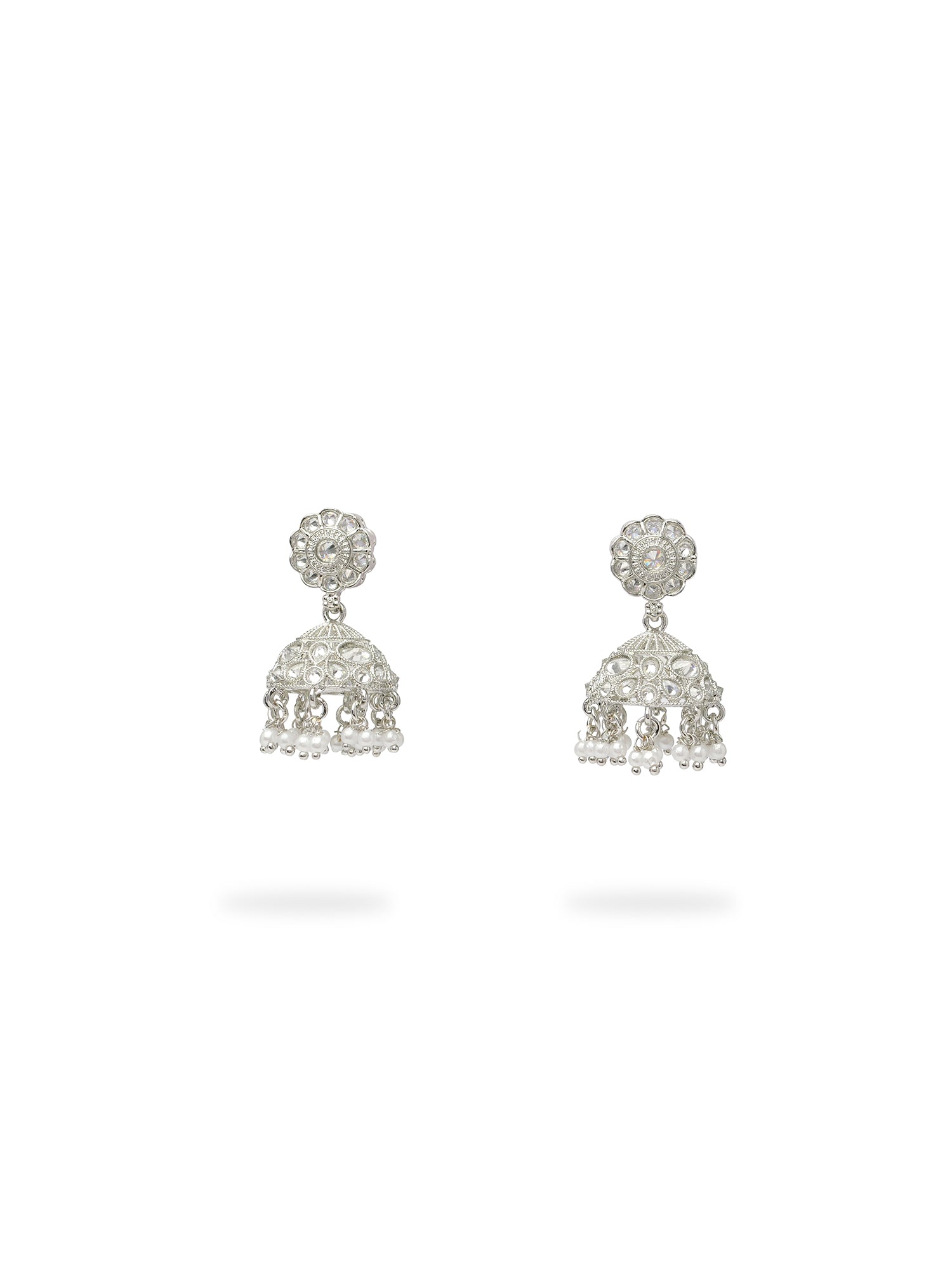 Phool Simple Necklace Set in Rhodium