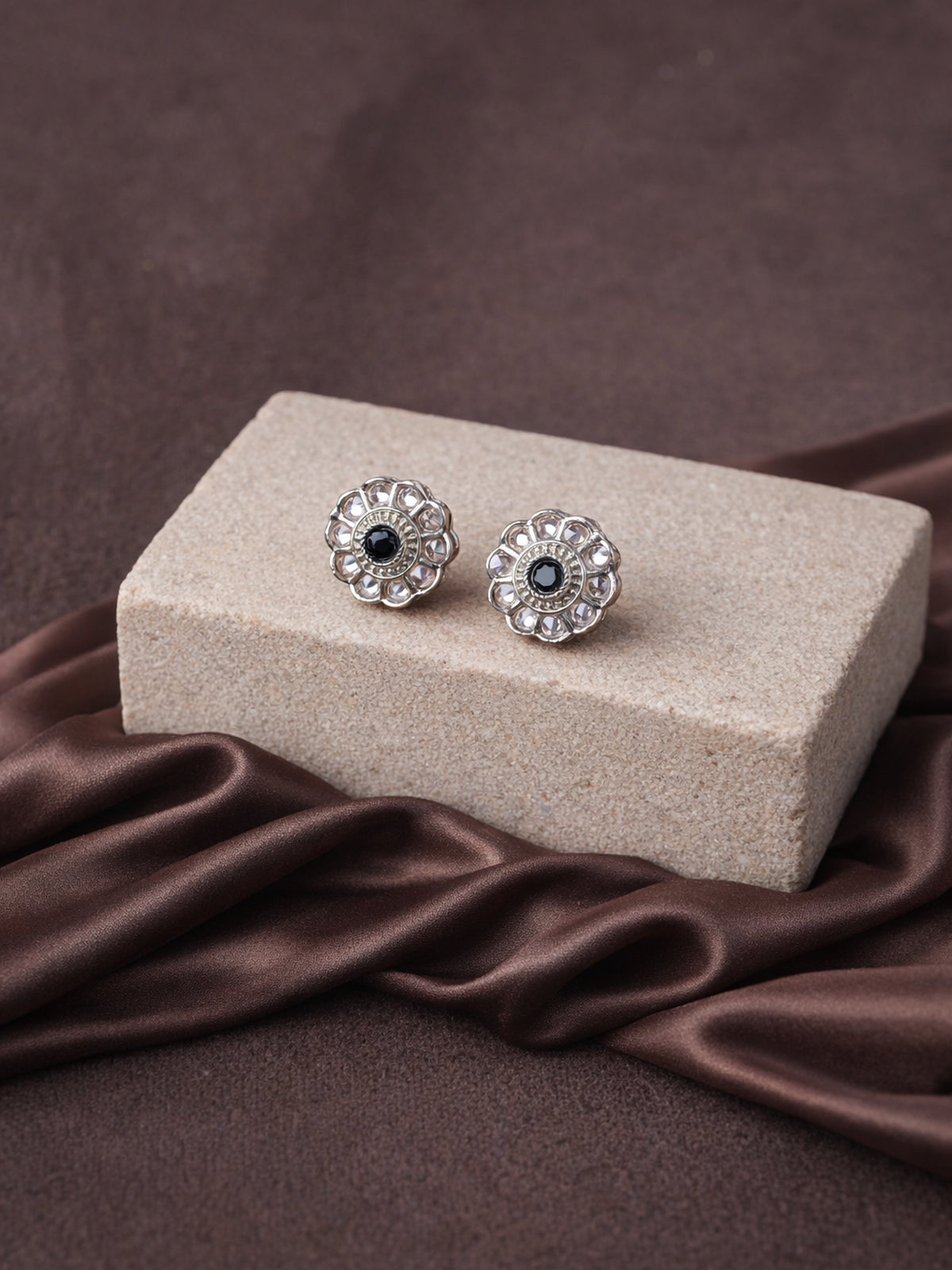 Phool Ear Studs in Black