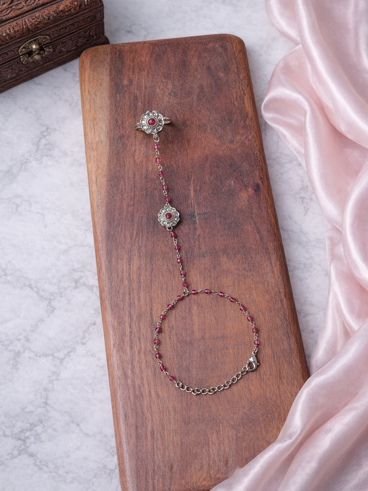 Phool Hand Chain in Hot Pink