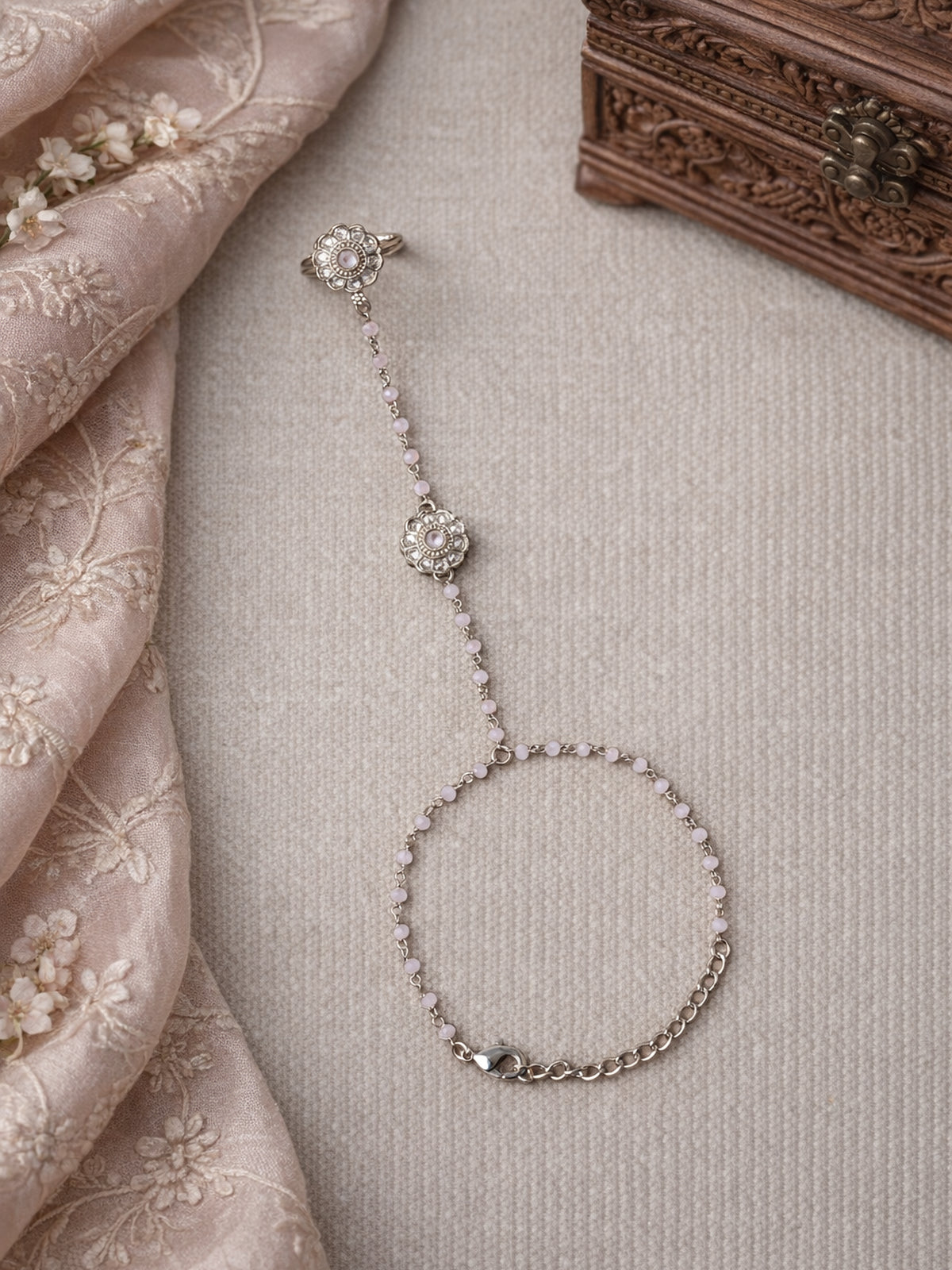 Phool Hand Chain in Hot Pink