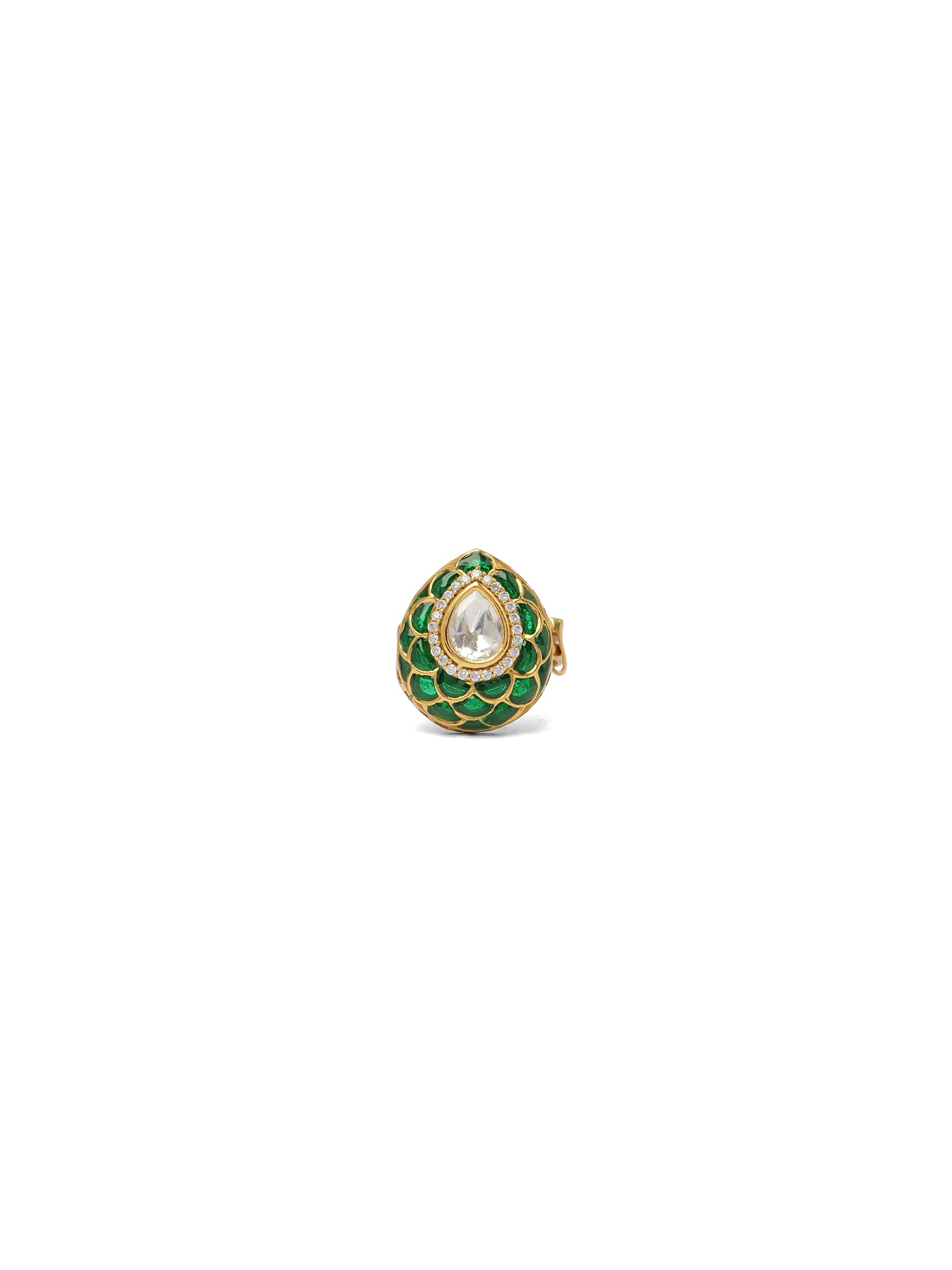 Pranvi Kundan Ring in Green