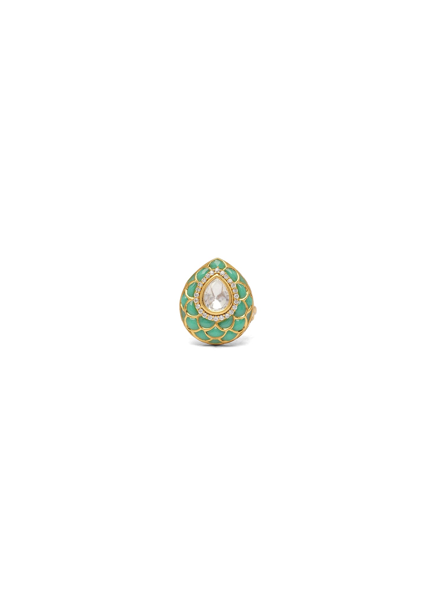 Pranvi Kundan Ring in Pastel Jade
