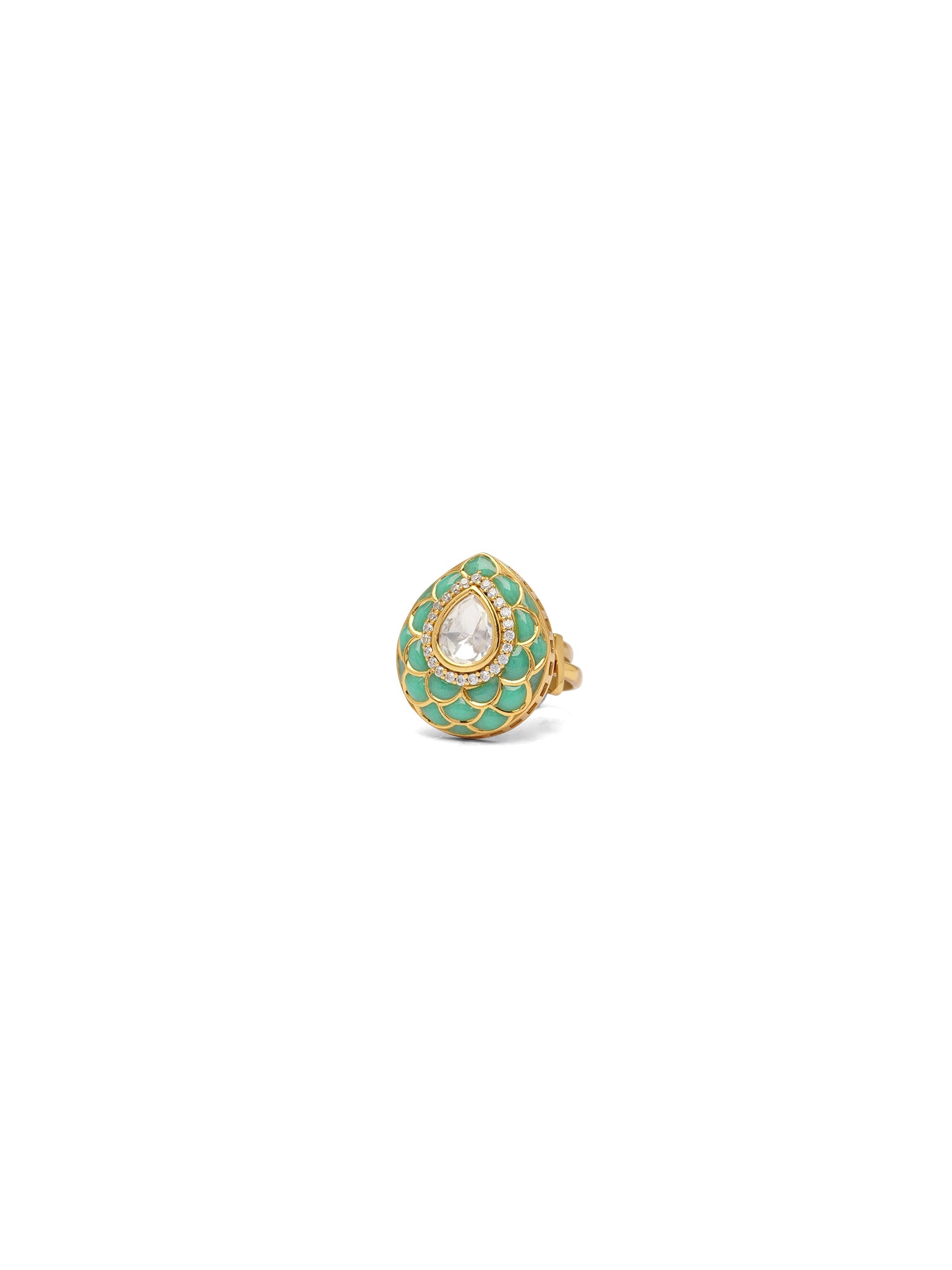 Pranvi Kundan Ring in Pastel Jade