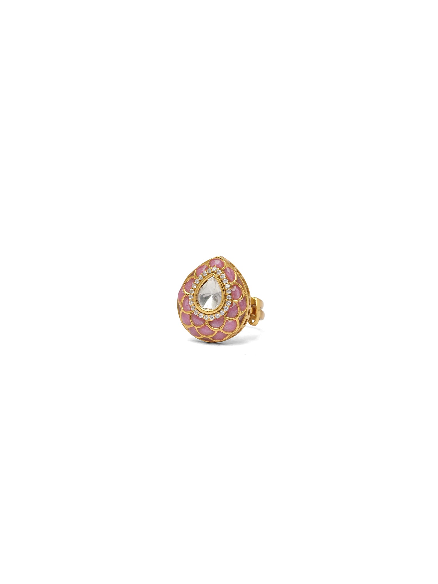Pranvi Kundan Ring in Pink
