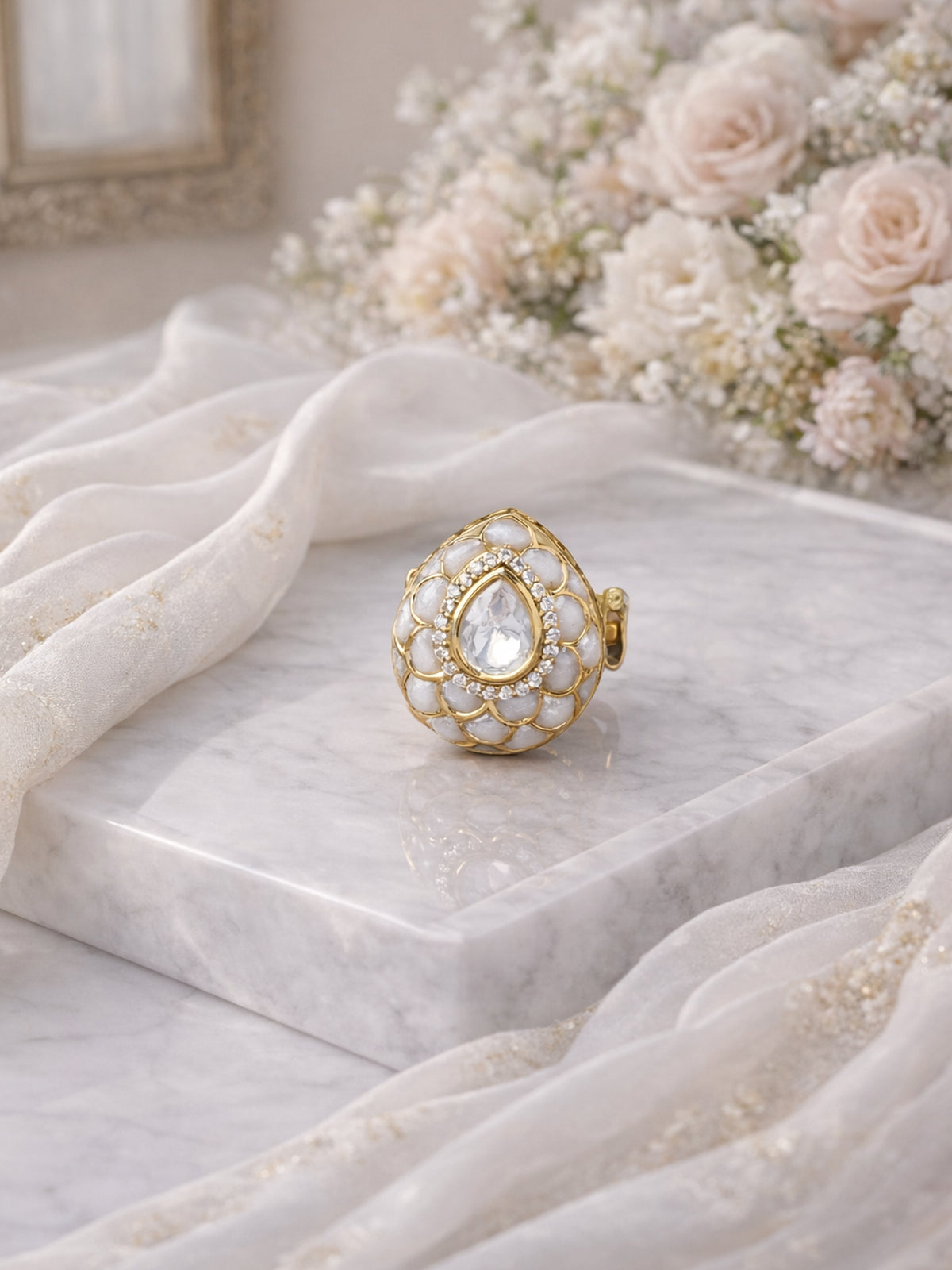 Pranvi Kundan Ring in White