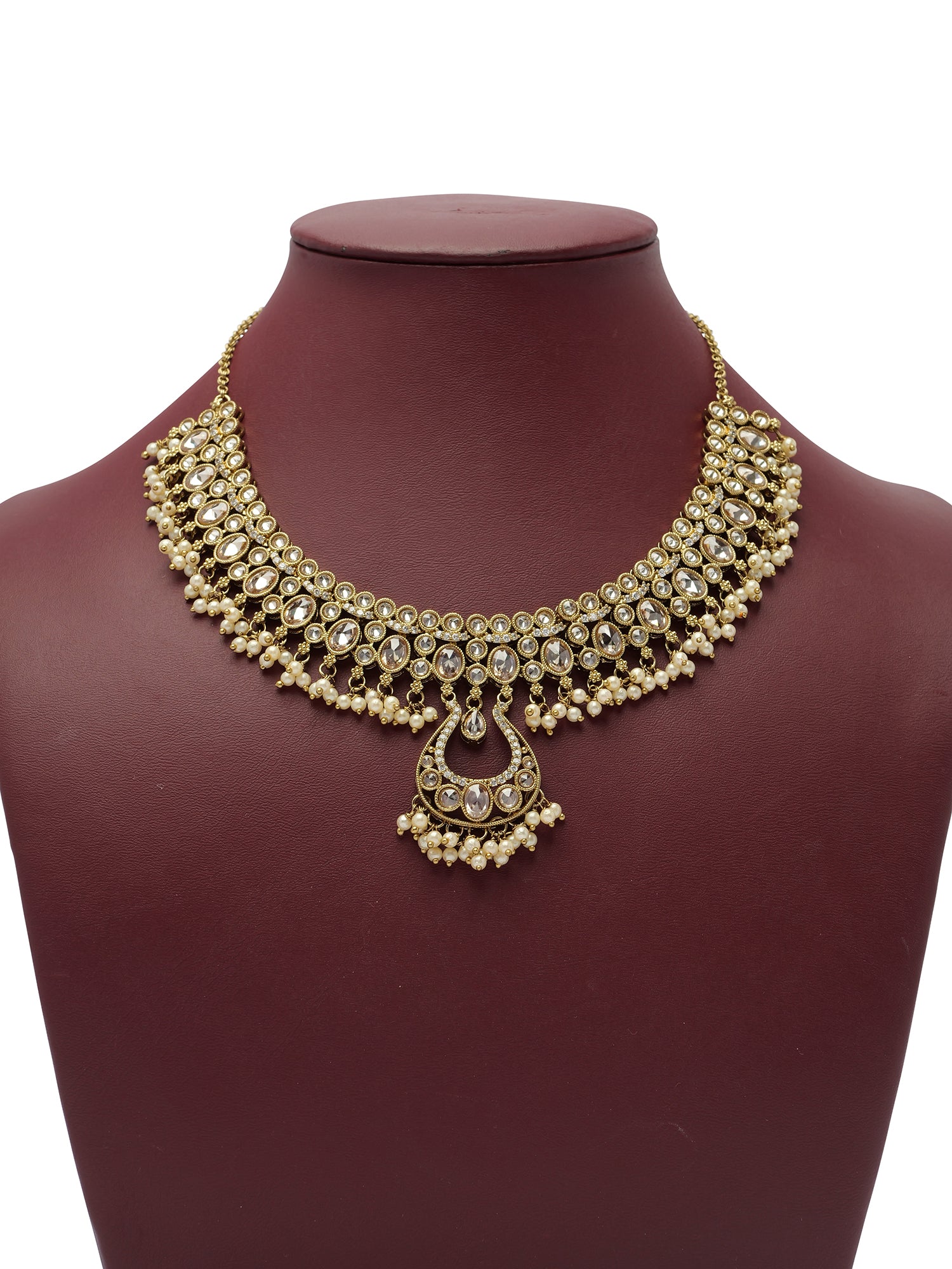 Prisha Necklace Set in Champagne and Antique Gold