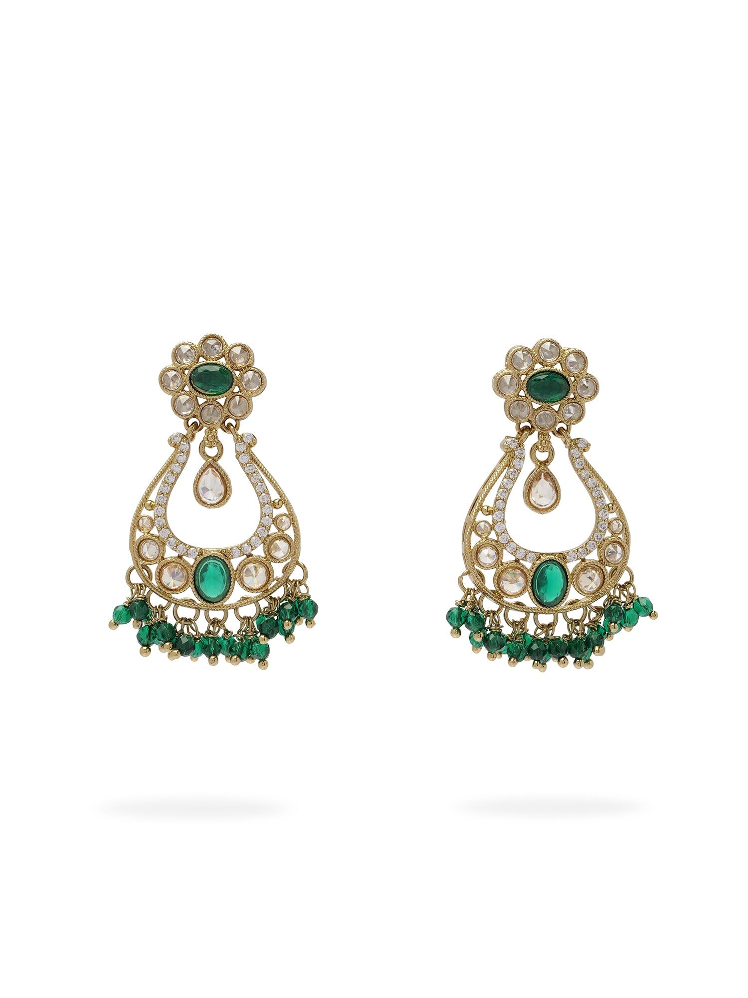 Prisha Necklace Set in Green and Antique Gold