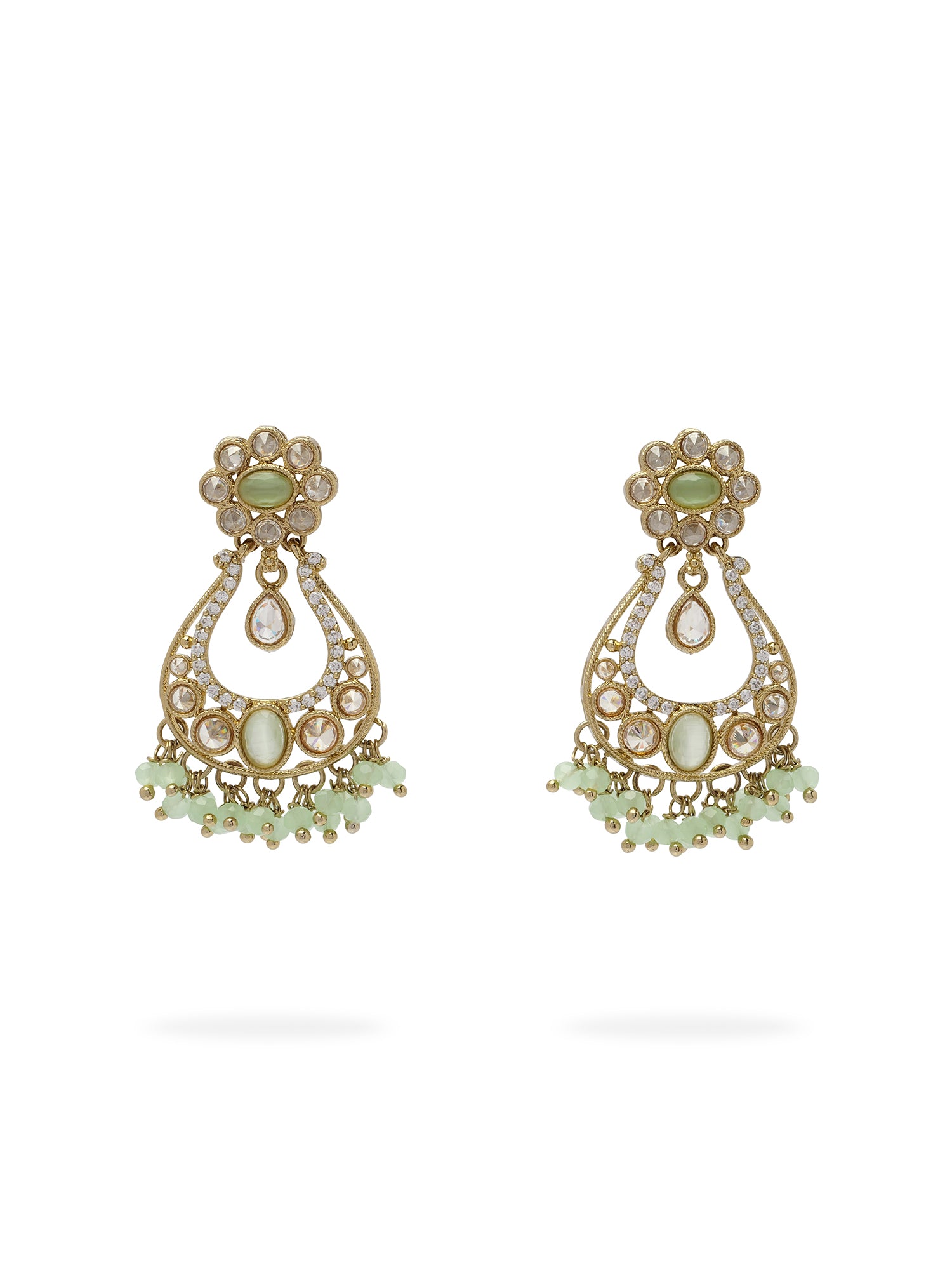 Prisha Necklace Set in Mint and Antique Gold