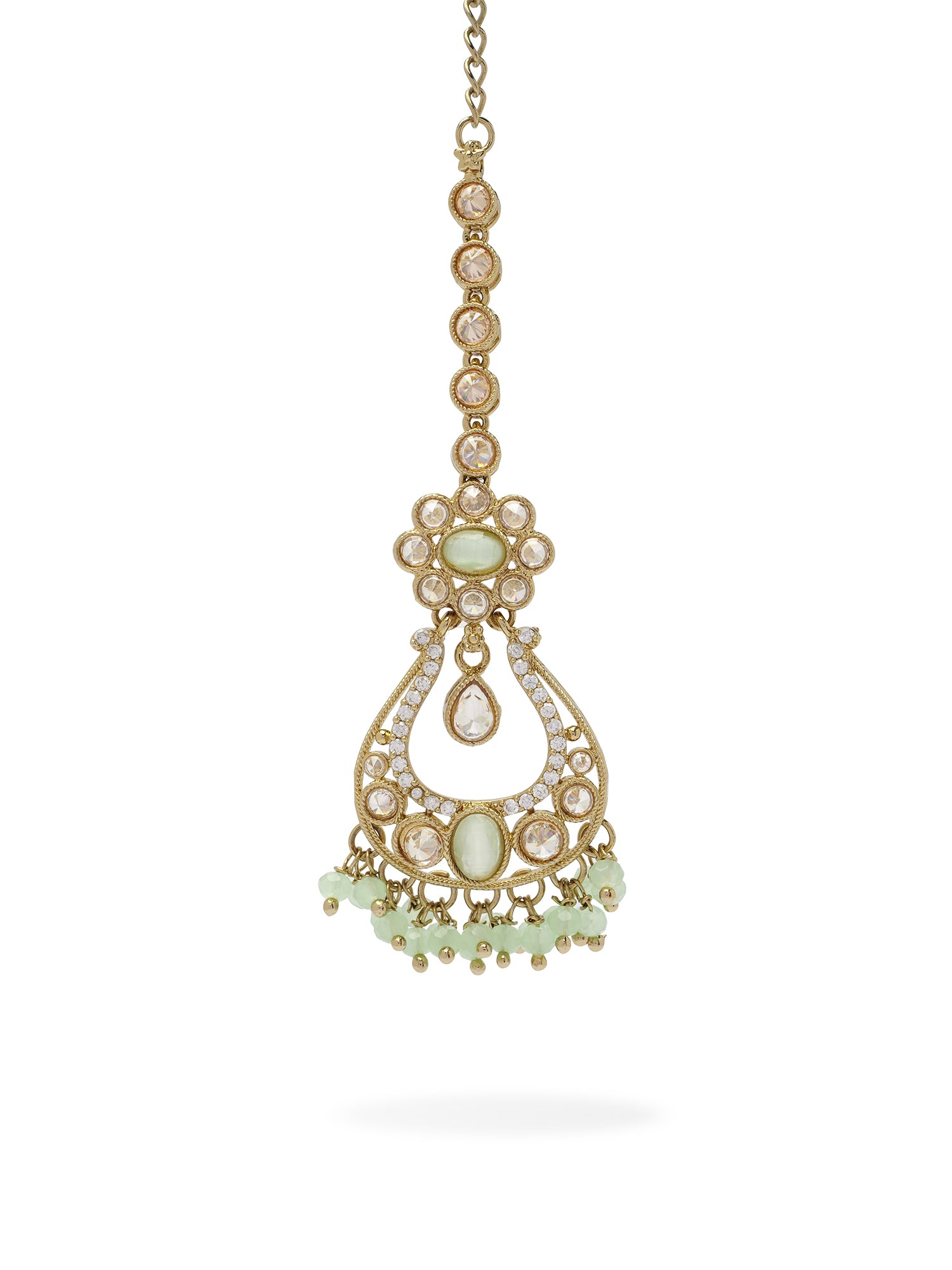 Prisha Necklace Set in Mint and Antique Gold
