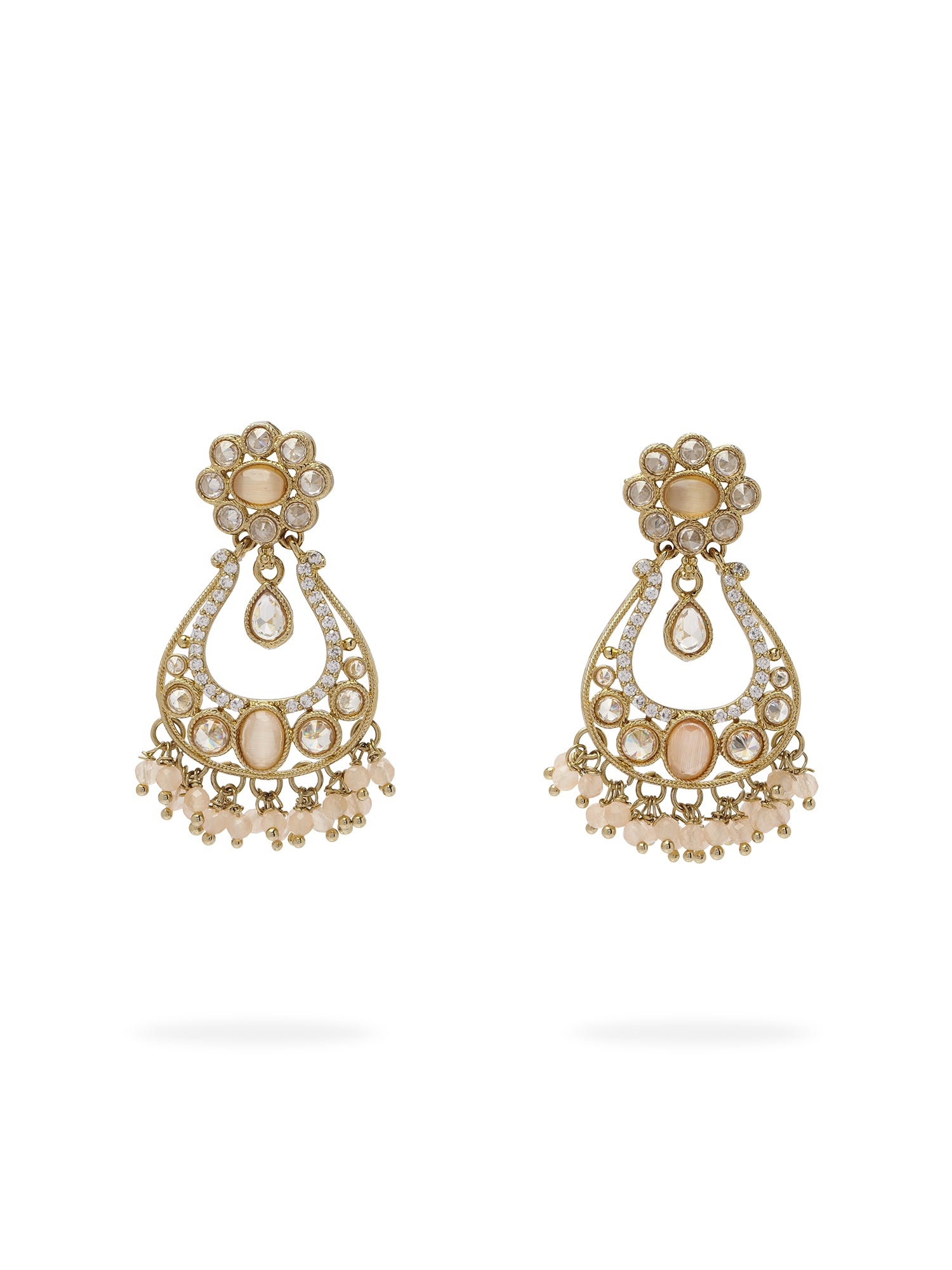 Prisha Necklace Set in Peach and Antique Gold