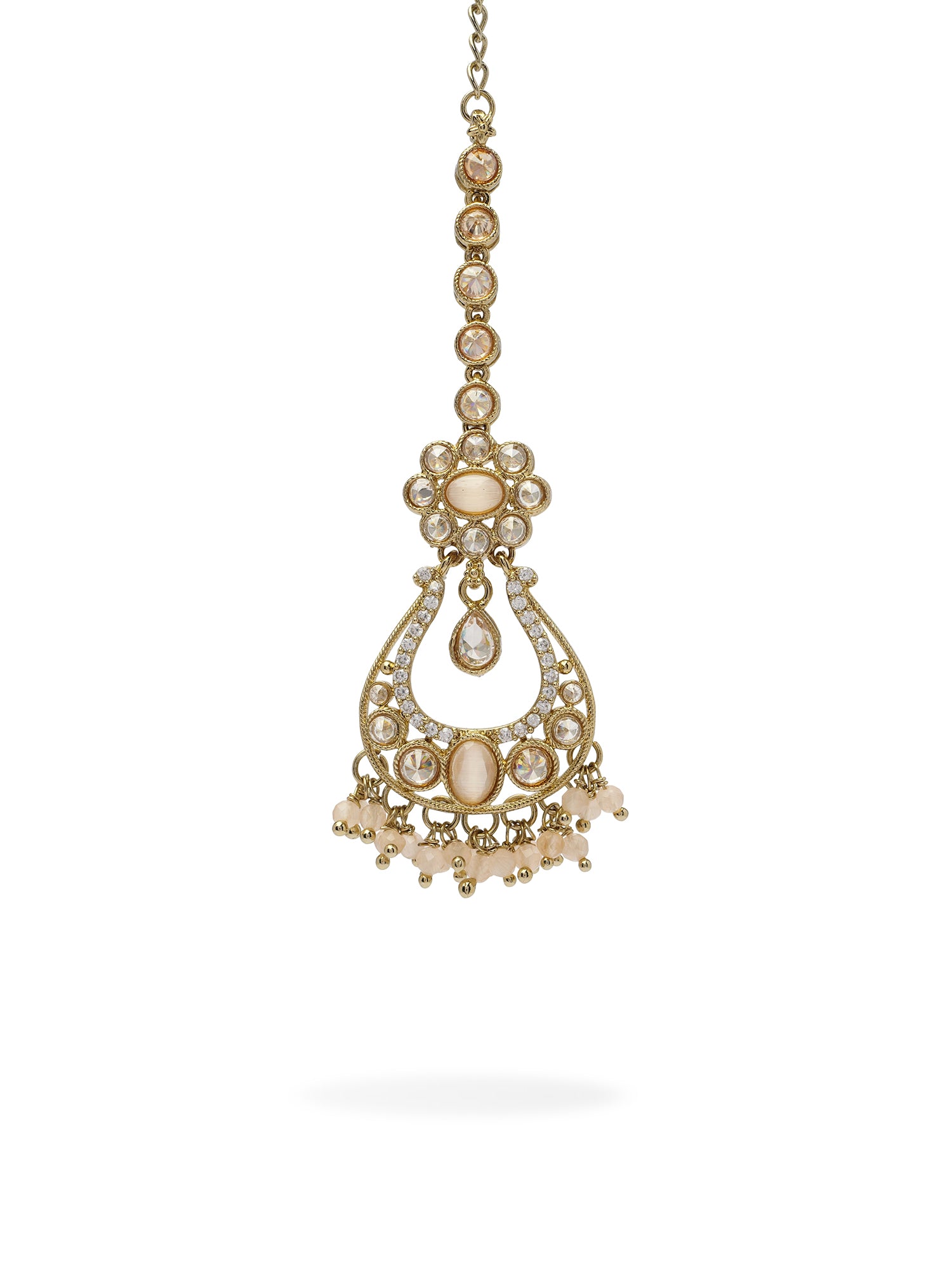 Prisha Necklace Set in Peach and Antique Gold