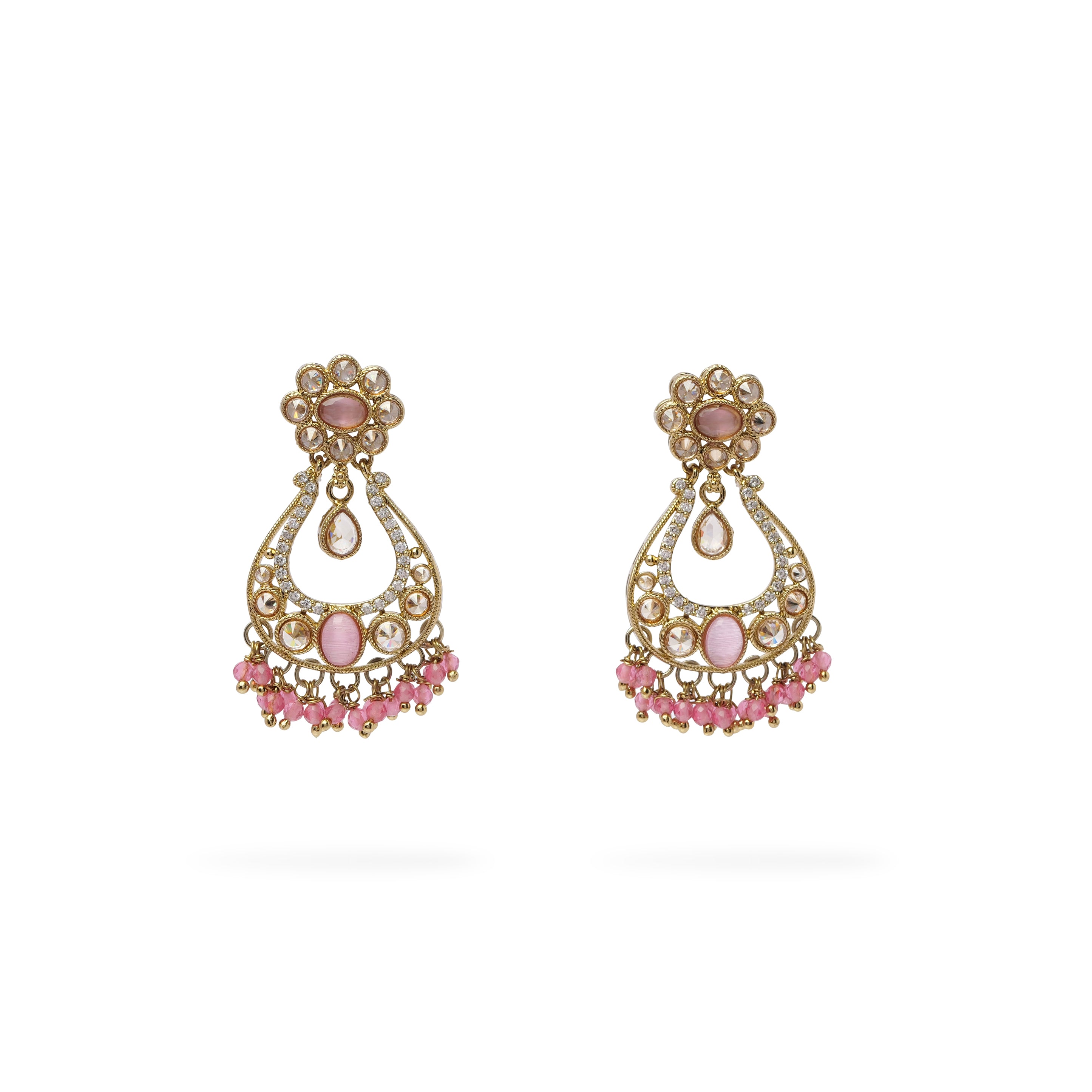 Prisha Necklace Set in Pink and Antique Gold