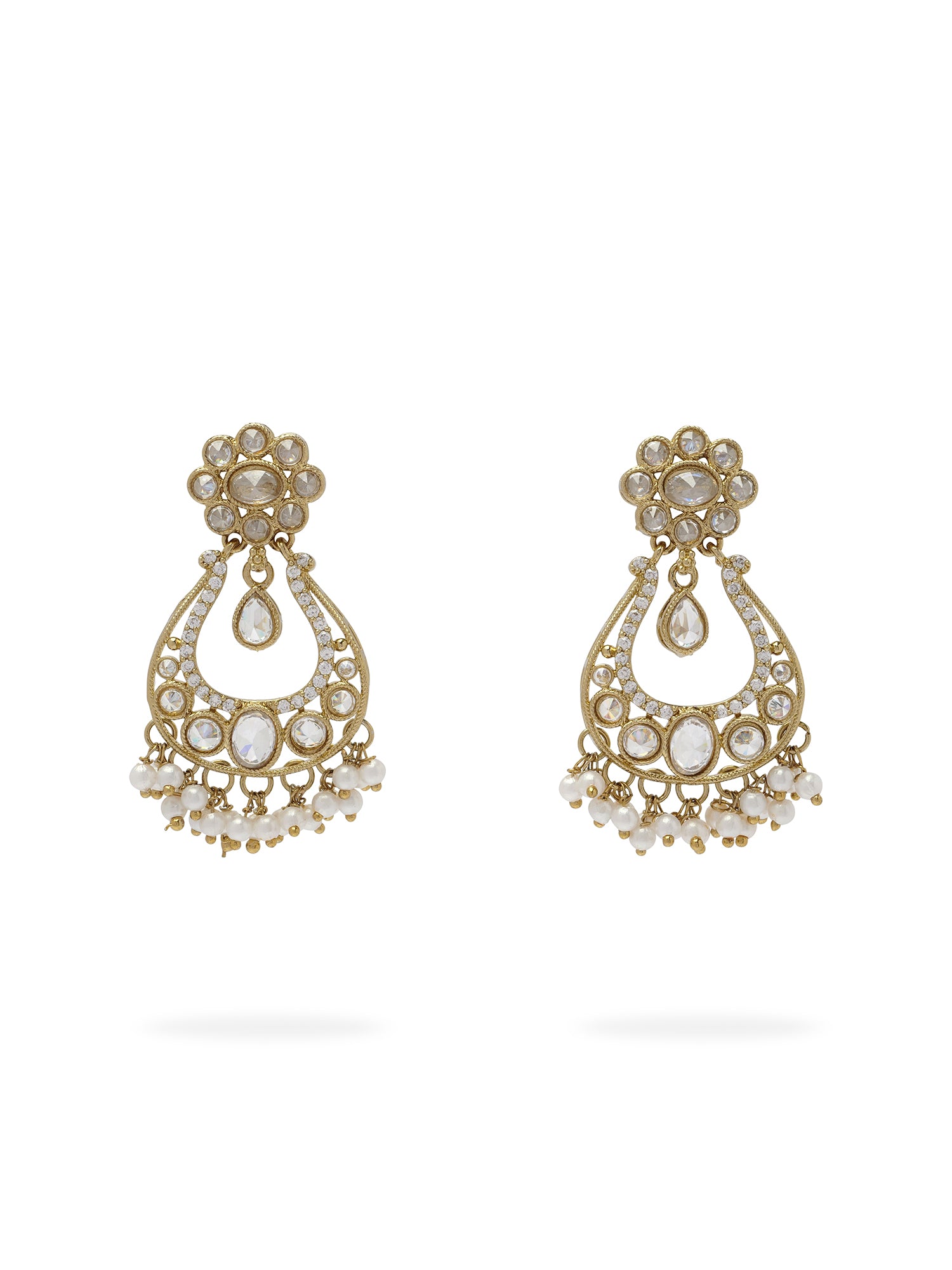 Prisha Necklace Set in White and Antique Gold
