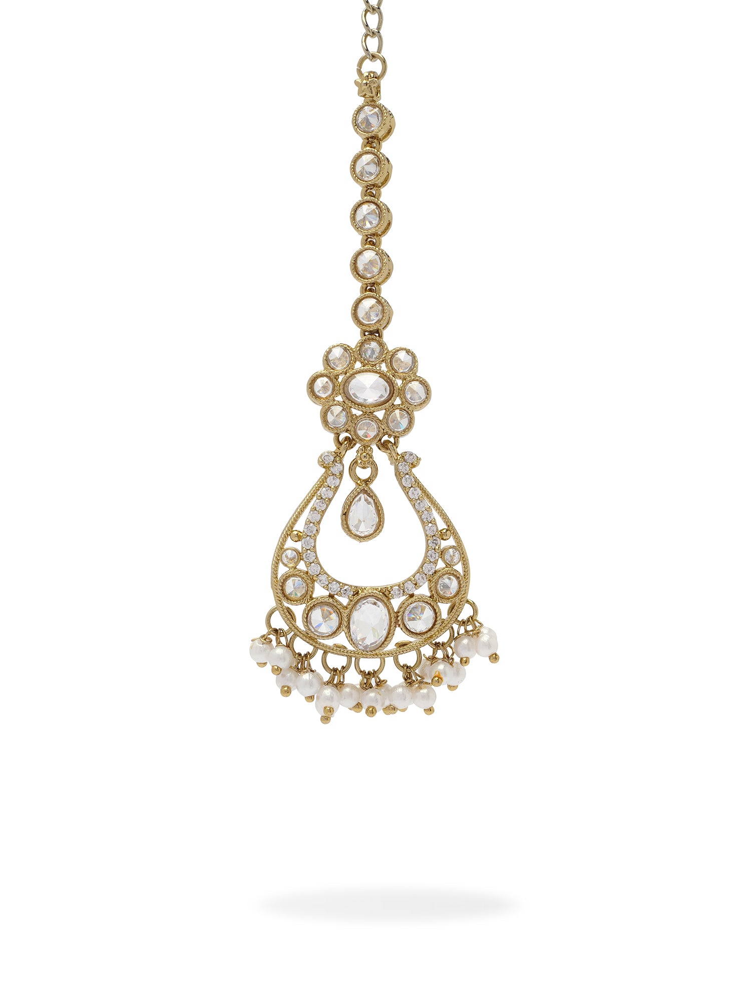 Prisha Necklace Set in White and Antique Gold