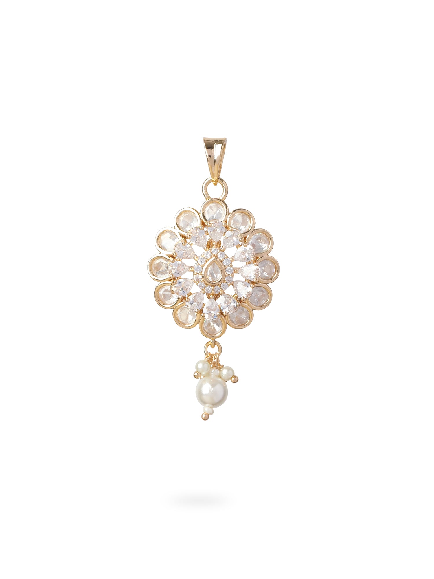 Priyali Kundan Pendant Set in White